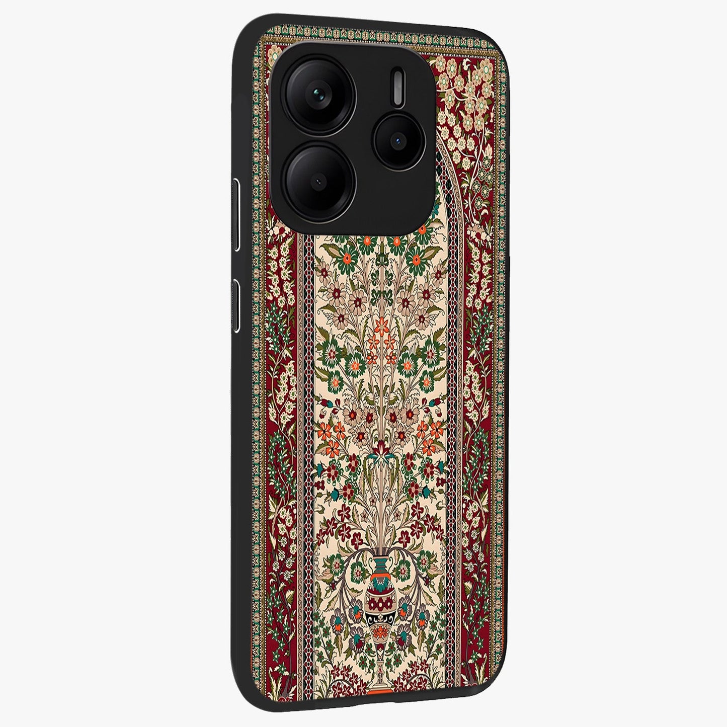 Persian Inspired Glass Case upright view showcasing decorative Persian artwork with rich heritage theme.