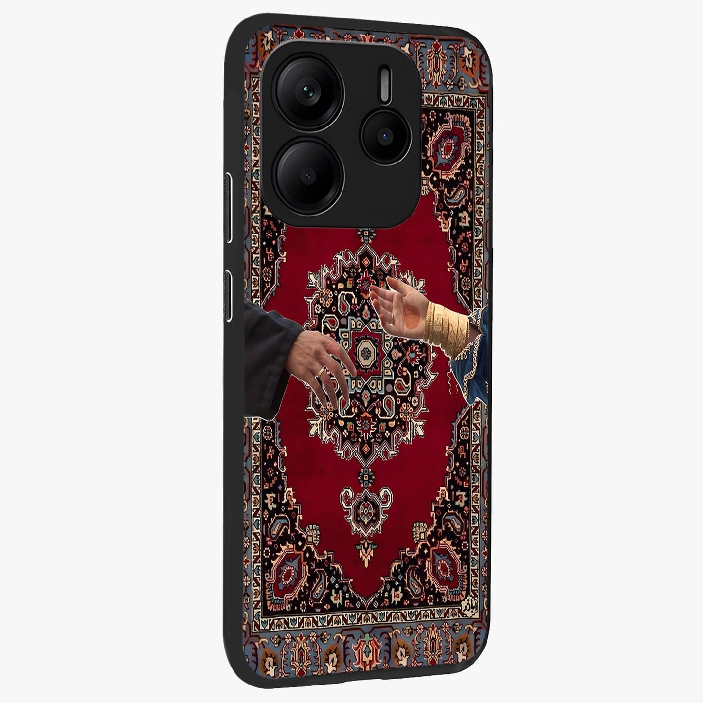 Royal Touch Reach Glass Case upright view showcasing stylish royal inspired artwork with graceful theme.