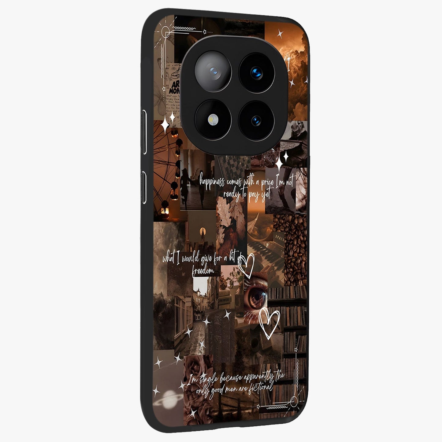 Bittersweet Aesthetic Chaos Glass Case upright view showcasing bold artistic chaos design with modern aesthetic style.