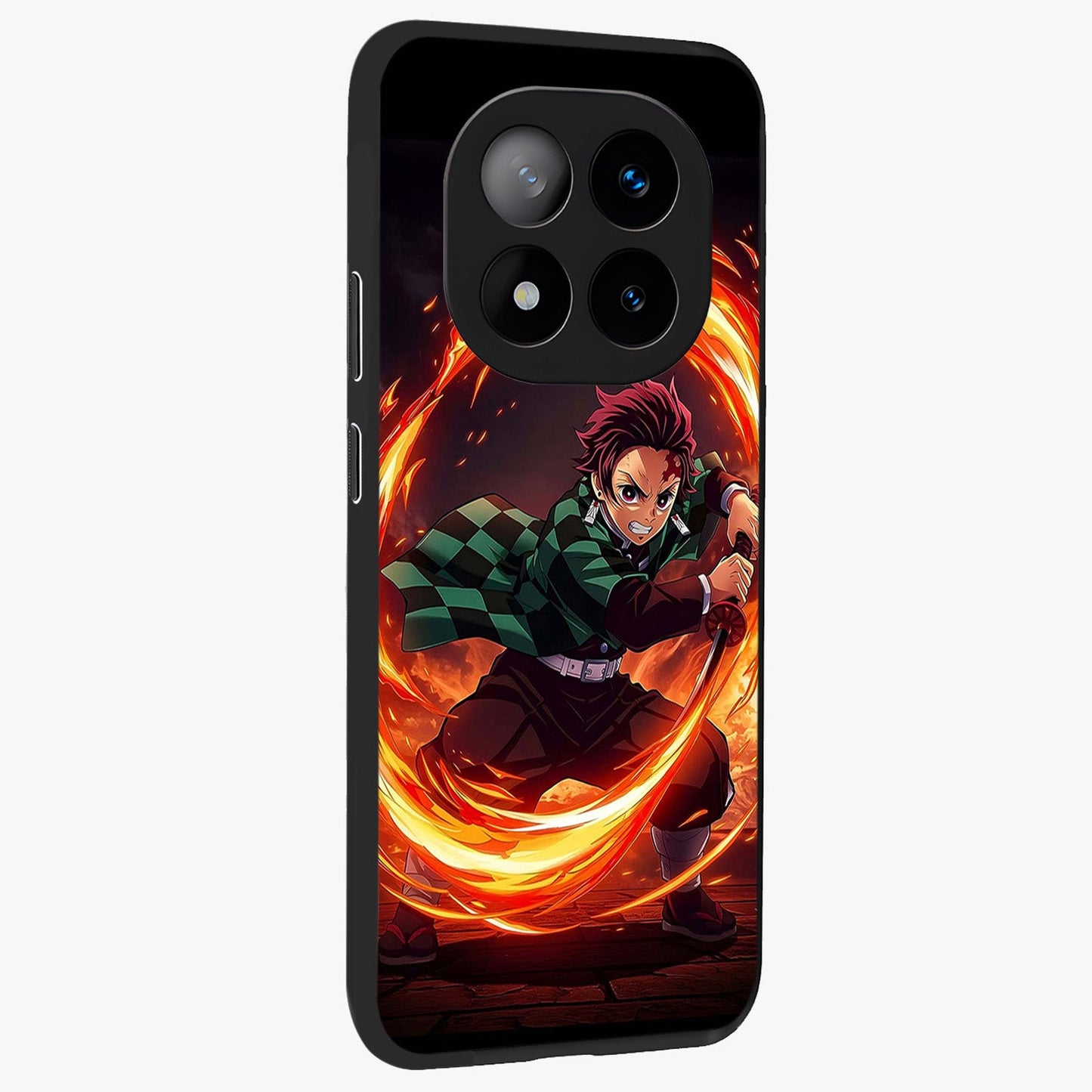 Blazing Sword Resolve Glass Case upright view showcasing dramatic warrior inspired artwork with intense visual style.