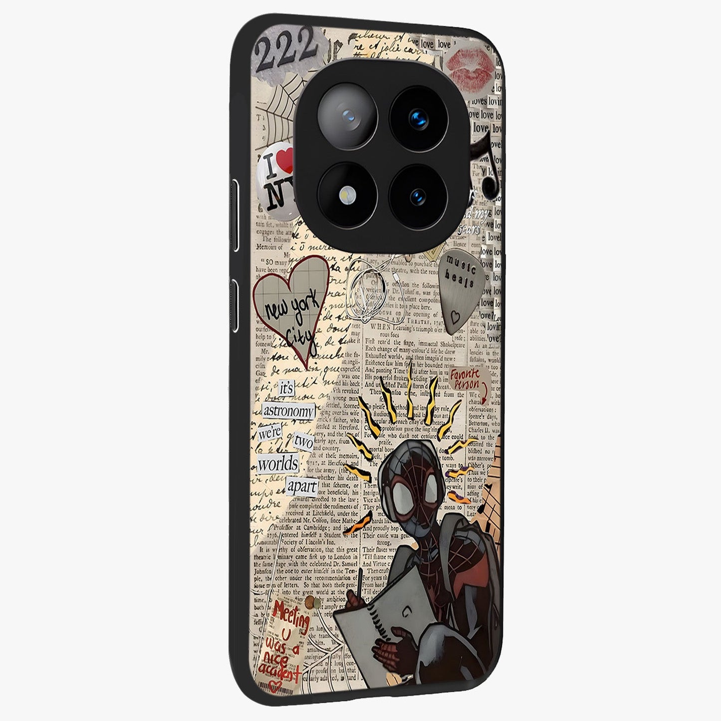 City Dream Sketch Glass Case upright view showcasing urban skyline artwork with stylish hand drawn design.