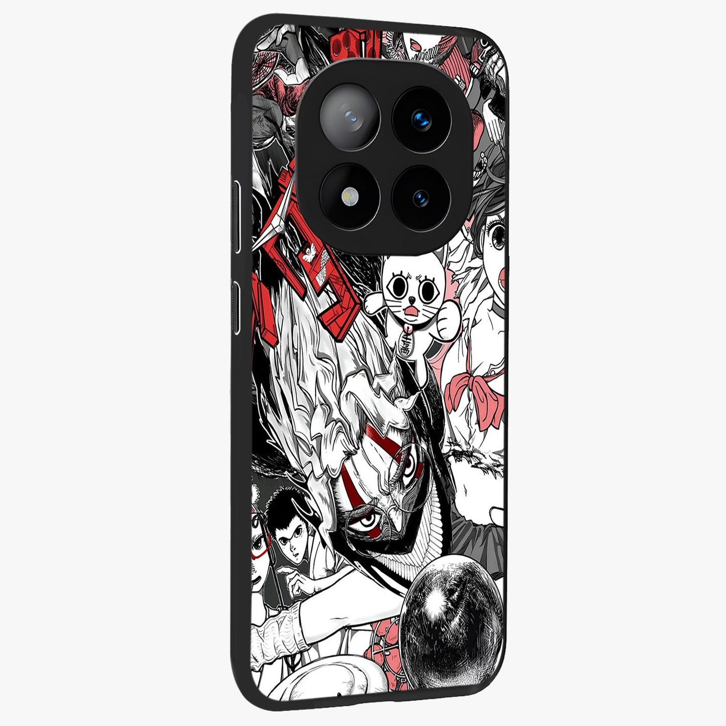 Crimson Chaos Panel Glass Case upright view showcasing intense crimson artwork with dramatic aesthetic style.