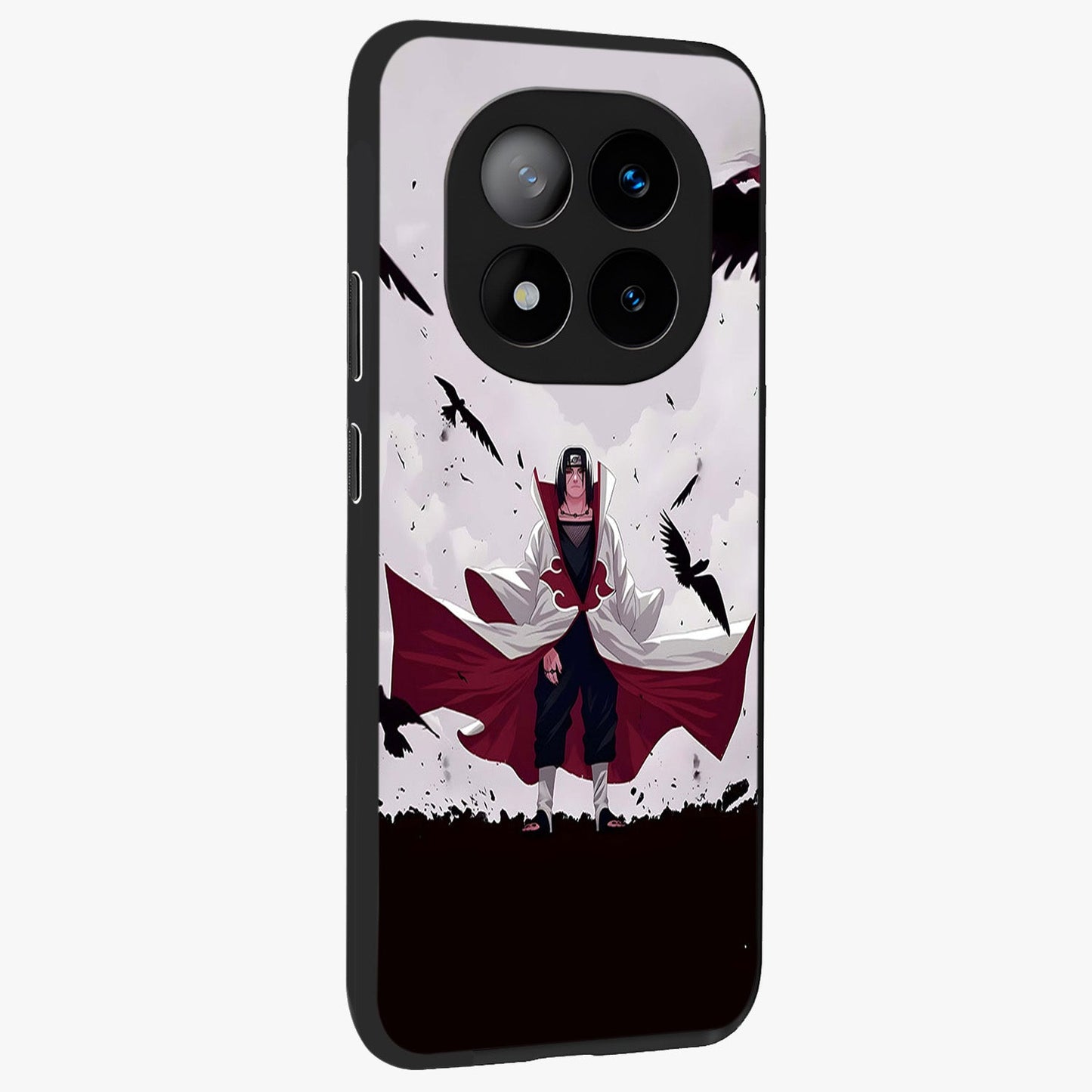 Crimson Crow Ascension Glass Case upright view showcasing dramatic crow artwork with bold gothic theme.