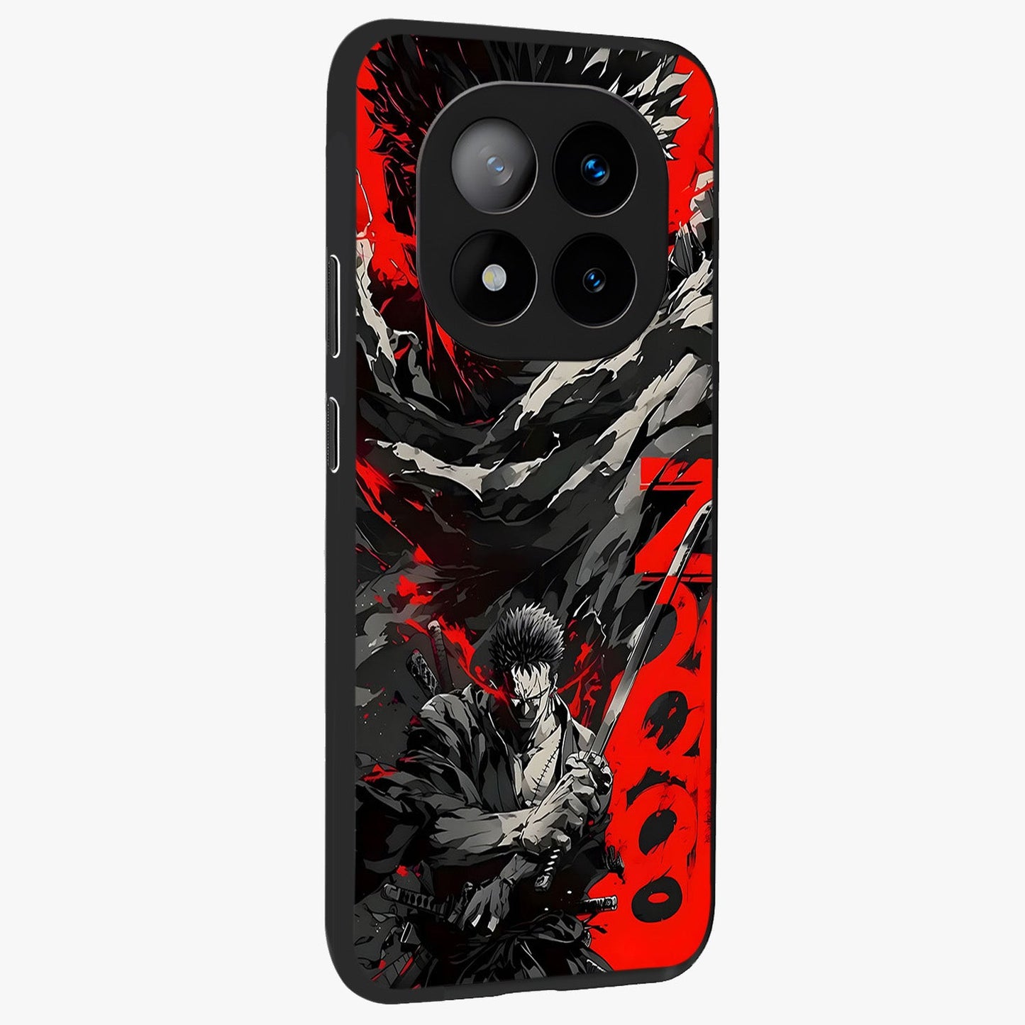 Demon Sword Resolve Glass Case upright view showcasing dramatic warrior artwork with intense battle theme.