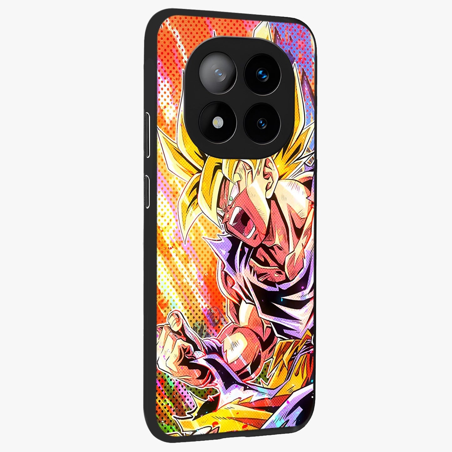 Firing Goku Glass Case upright view showcasing energetic anime artwork with bold warrior theme.