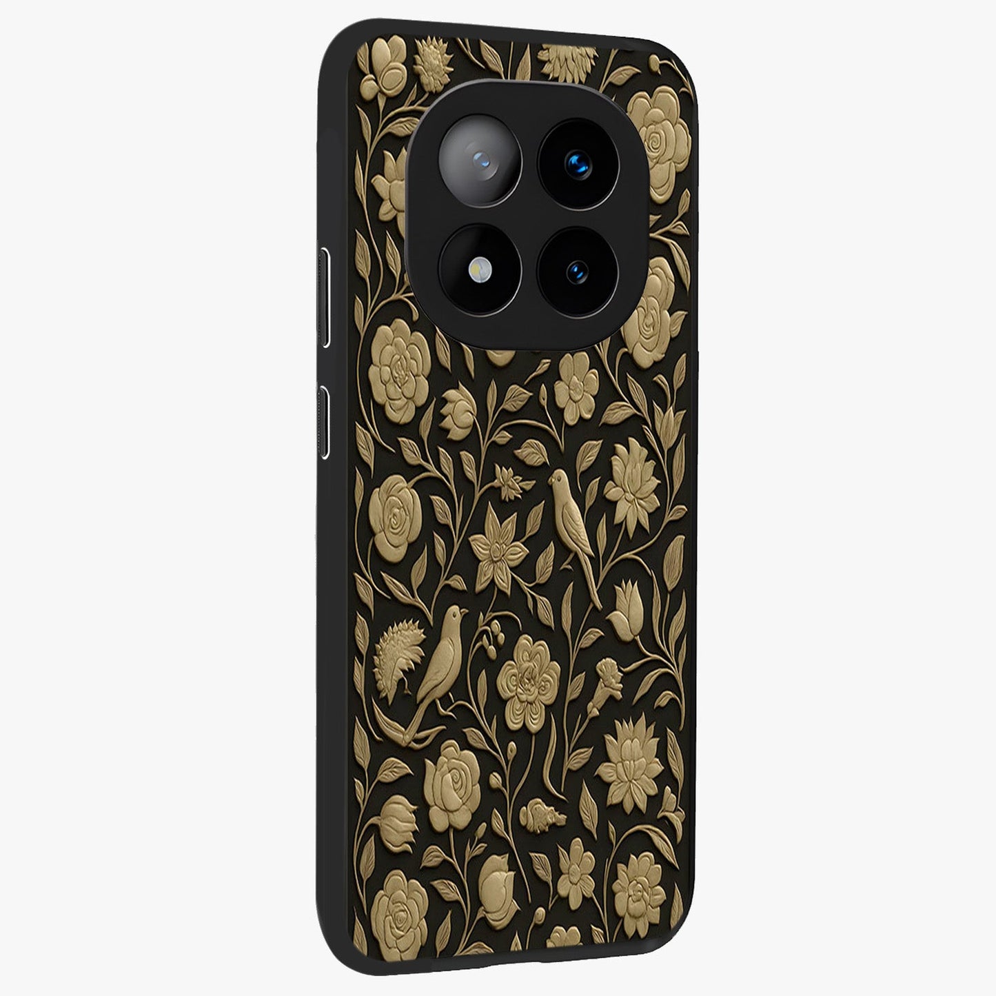 Golden Evil Eye Mandala Glass Case upright view showcasing decorative evil eye mandala artwork with spiritual aesthetic style.