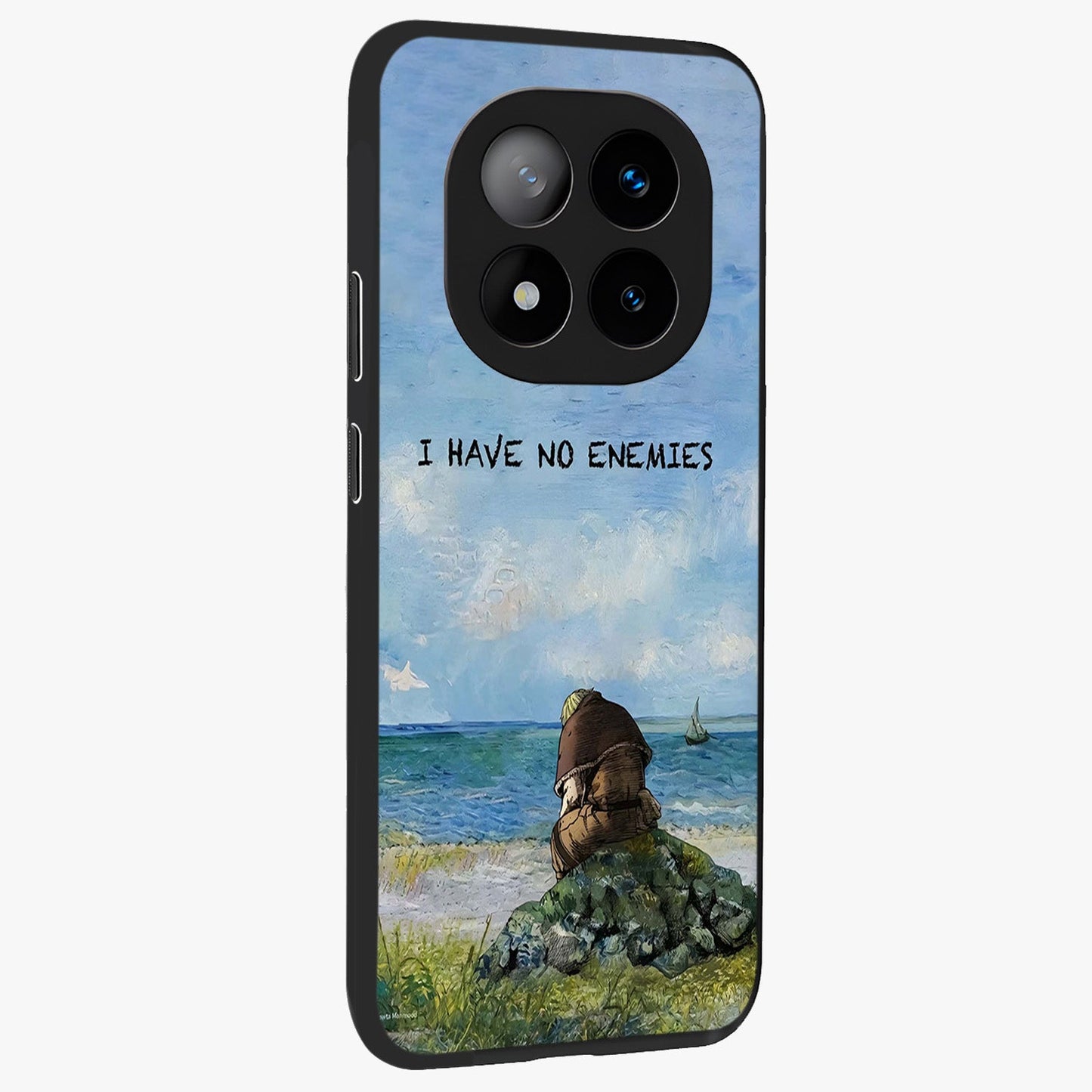 Peace Beyond War Glass Case upright view showcasing powerful peace symbol artwork with inspirational theme.