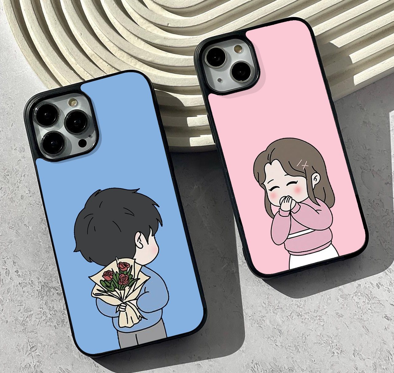 Cute Aesthetic Couple Glass Case