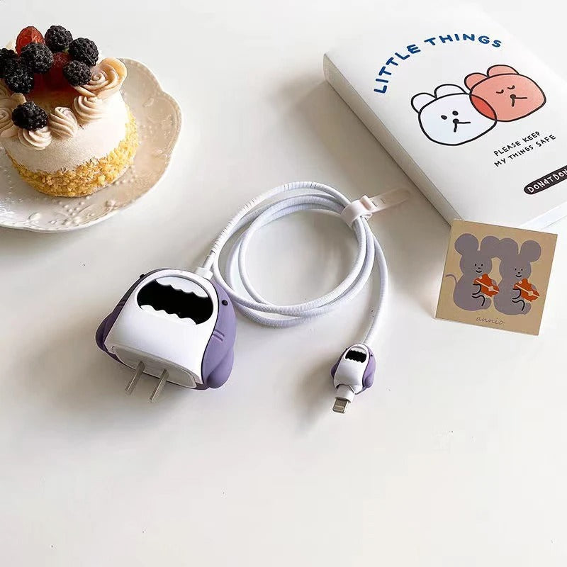 Cute Shark Silicon Apple iPhone Charger Case | Lightning Charger/Cable Protector Cover for iPhone Charger
