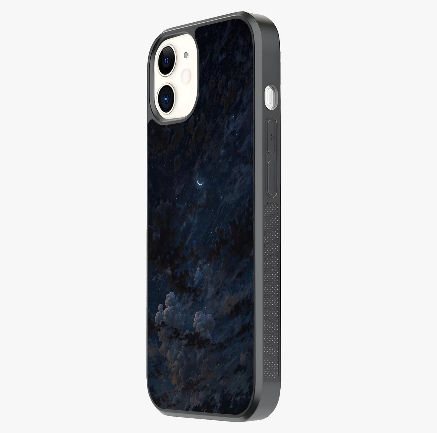 Lunar Veil Silence Glass Case photographed in natural light showing reflective finish and design depth.