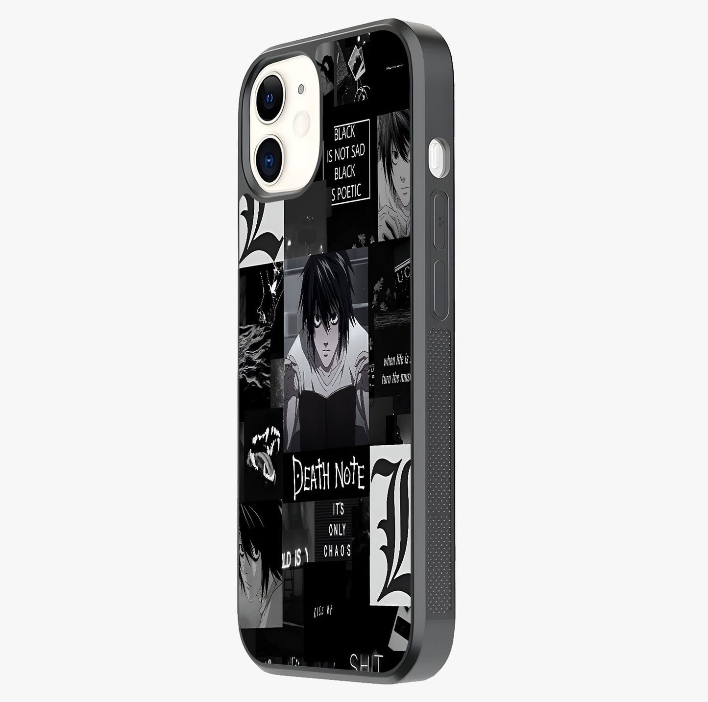 Midnight Chaos Mind Glass Case photographed in natural light showing reflective finish and design depth.