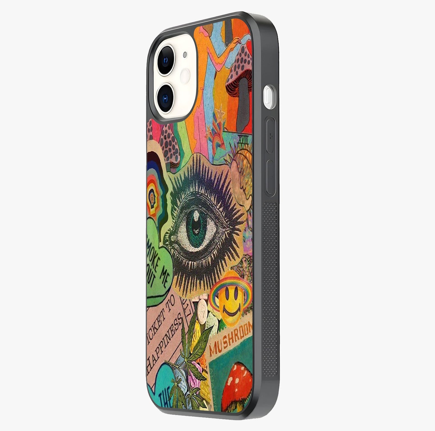 Mystic Eye Wonderland Glass Case photographed in natural light showing reflective finish and design depth.
