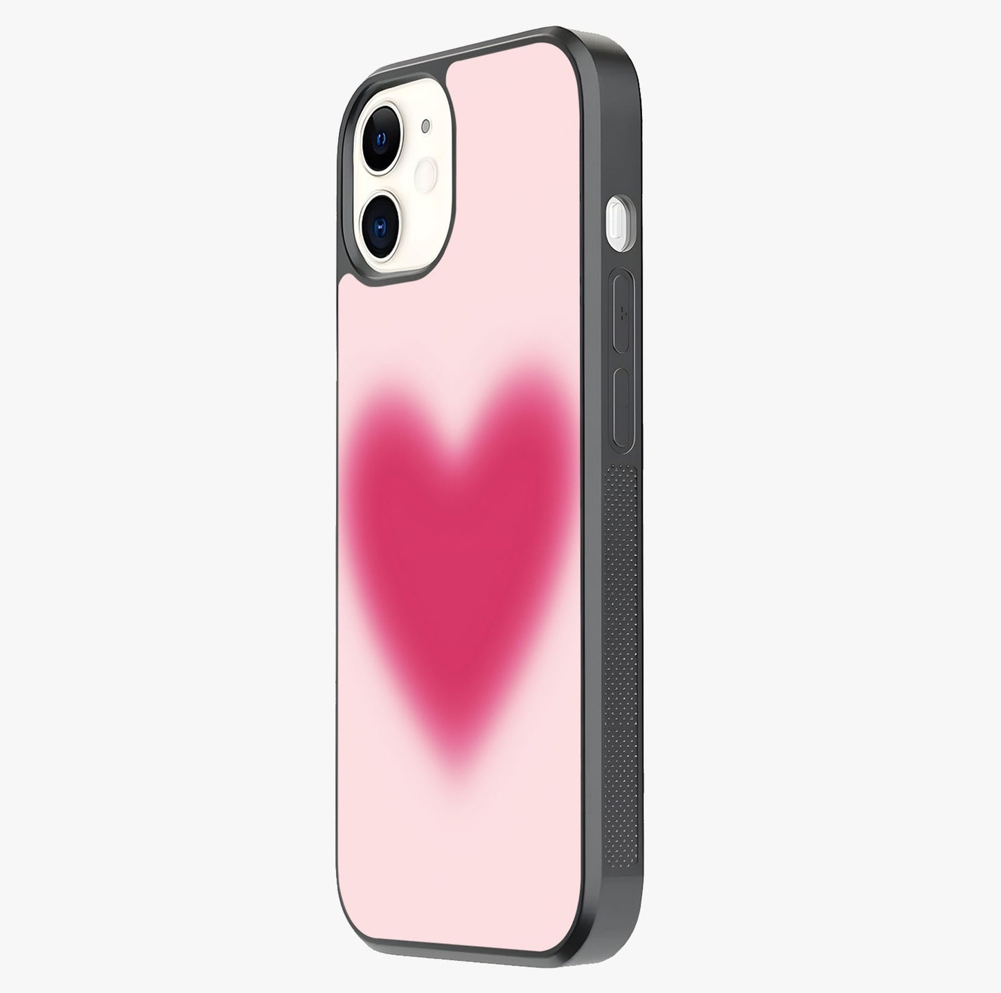 Pink Aura Heart Glass Case photographed in natural light showing reflective finish and design depth.