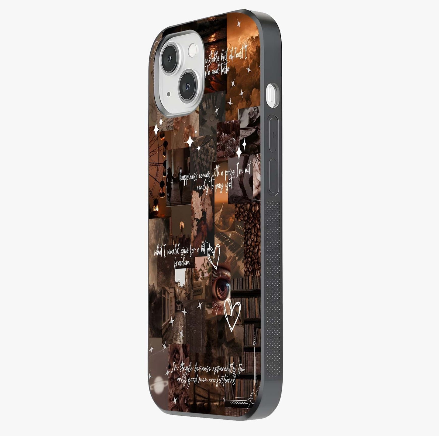 Bittersweet Aesthetic Chaos Glass Case photographed in natural light showing reflective finish and design depth.