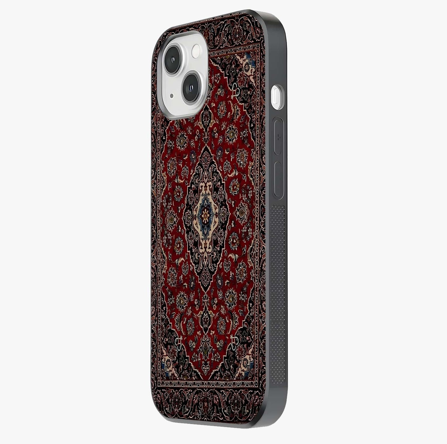 Heritage Carpet Royale Glass Case photographed in natural light showing reflective finish and design depth.