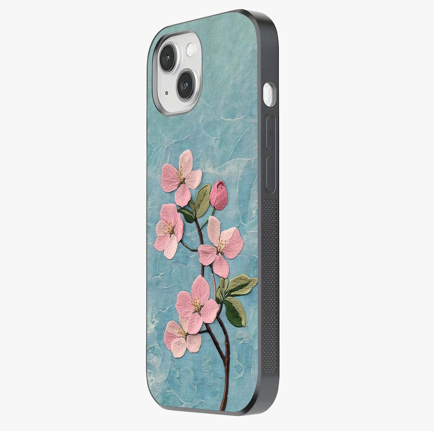 Threaded Blossom Breeze Glass Case photographed in natural light showing reflective finish and design depth.