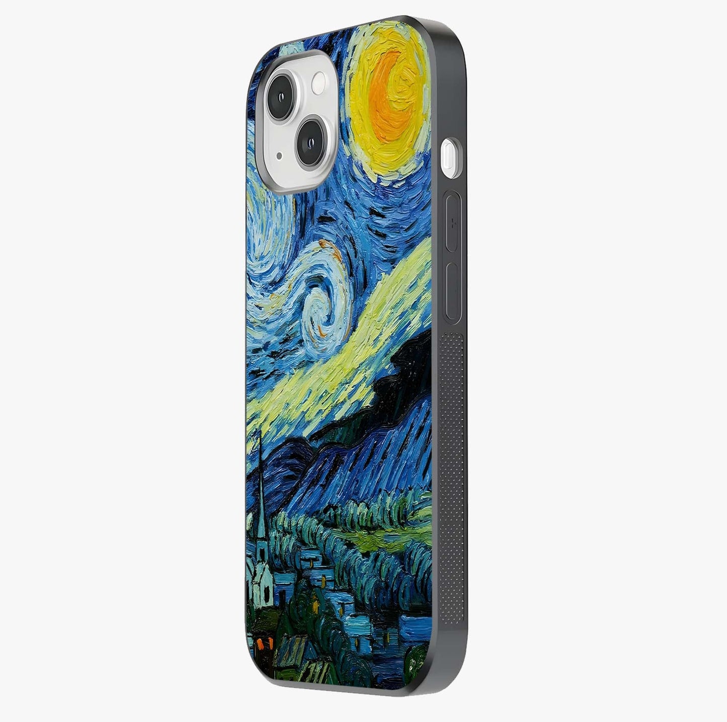 Van Gogh Art Glass Case photographed in natural light showing reflective finish and design depth.
