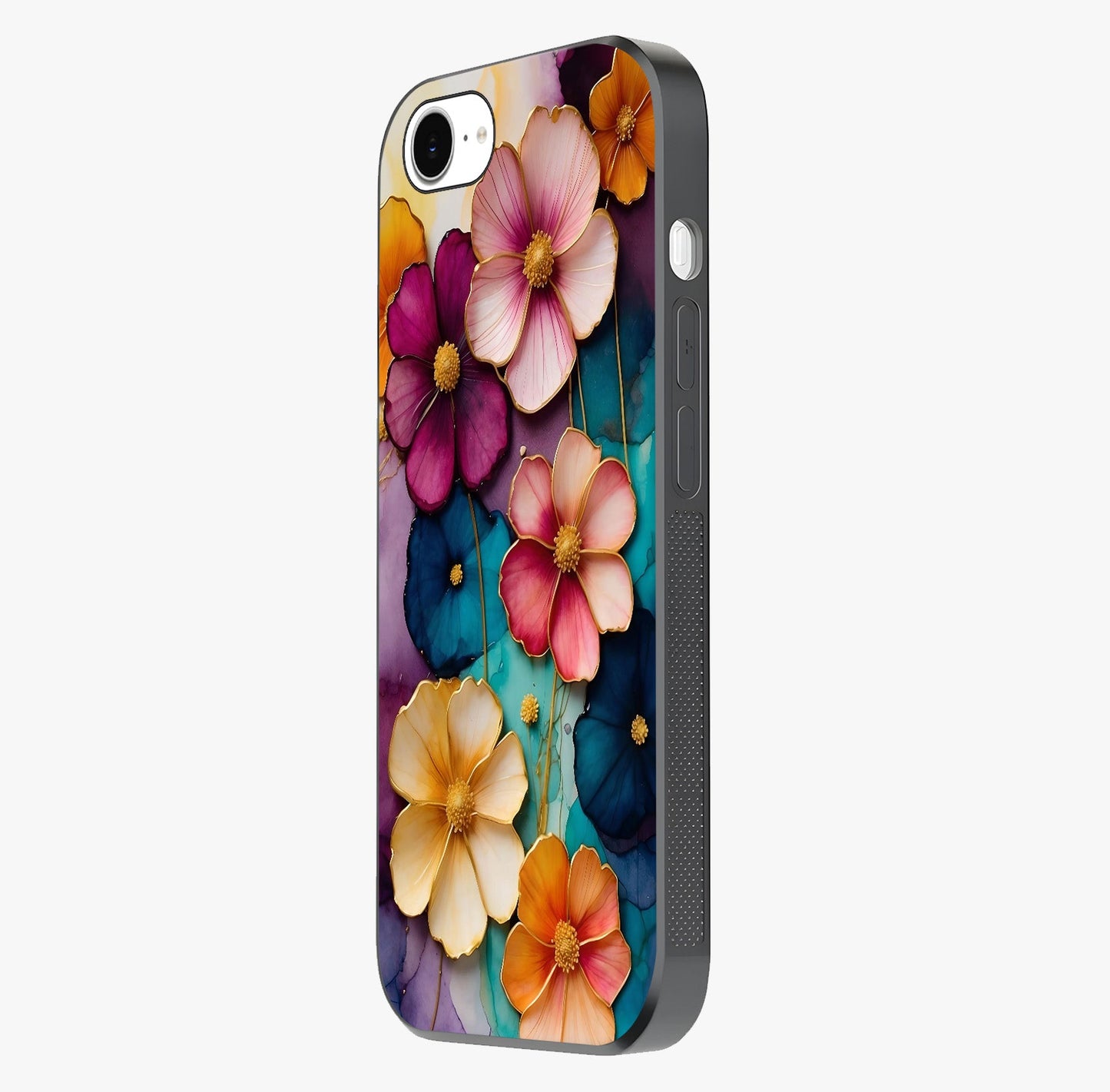 Artlyn Grace Flower Pattern Glass Case photographed in natural light showing reflective finish and design depth.