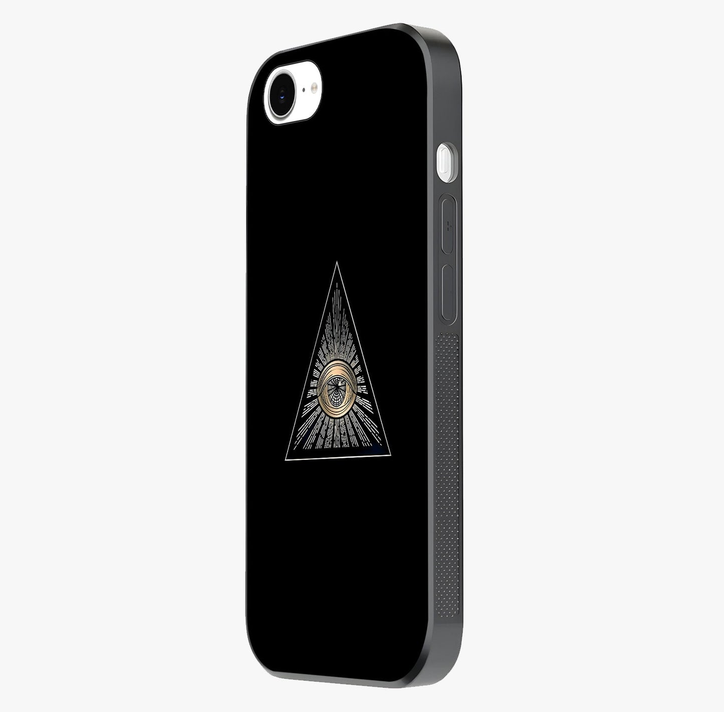 Illuminati Evil Glass Case photographed in natural light showing reflective finish and design depth.