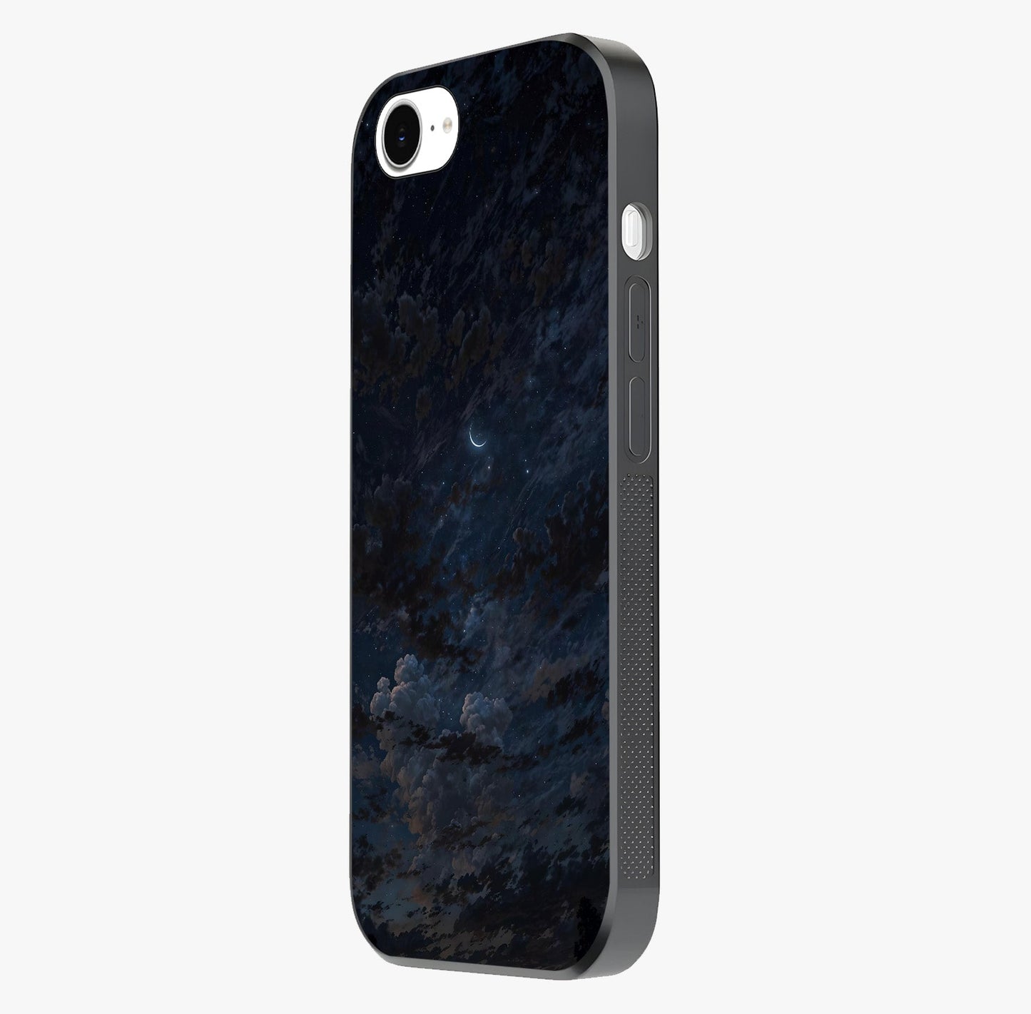 Lunar Veil Silence Glass Case photographed in natural light showing reflective finish and design depth.