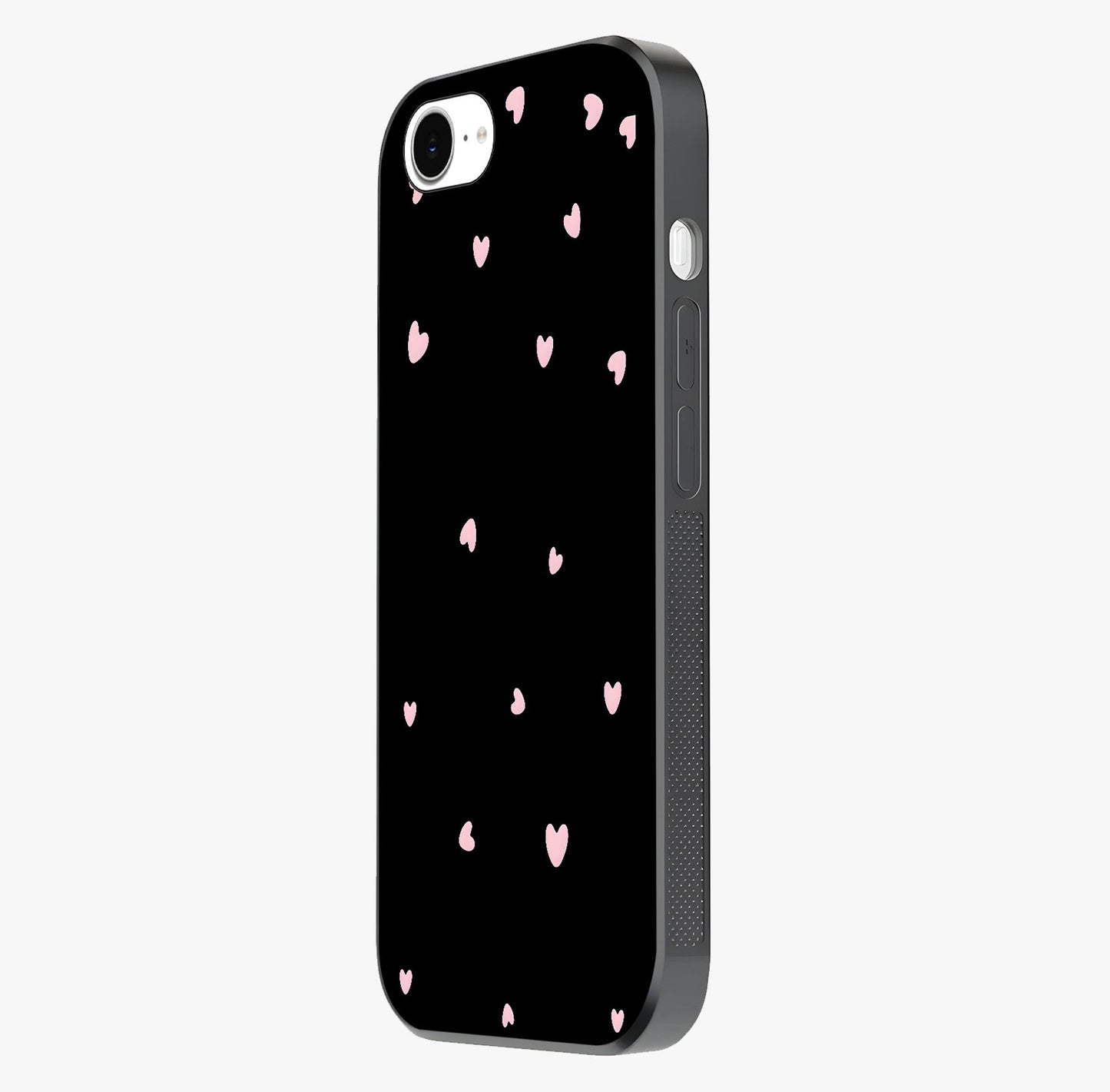 Pink Love Drops Glass Case photographed in natural light showing reflective finish and design depth.