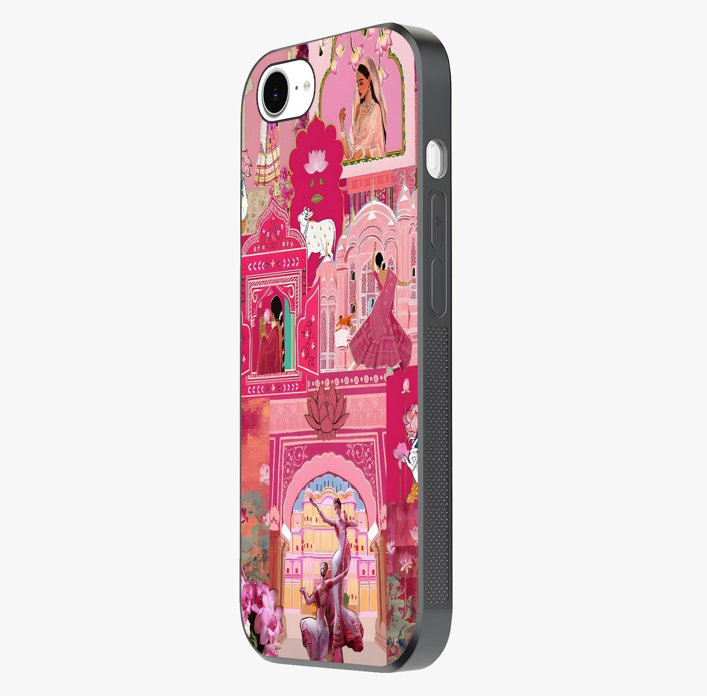 Pink Palace Muse Glass Case photographed in natural light showing reflective finish and design depth.