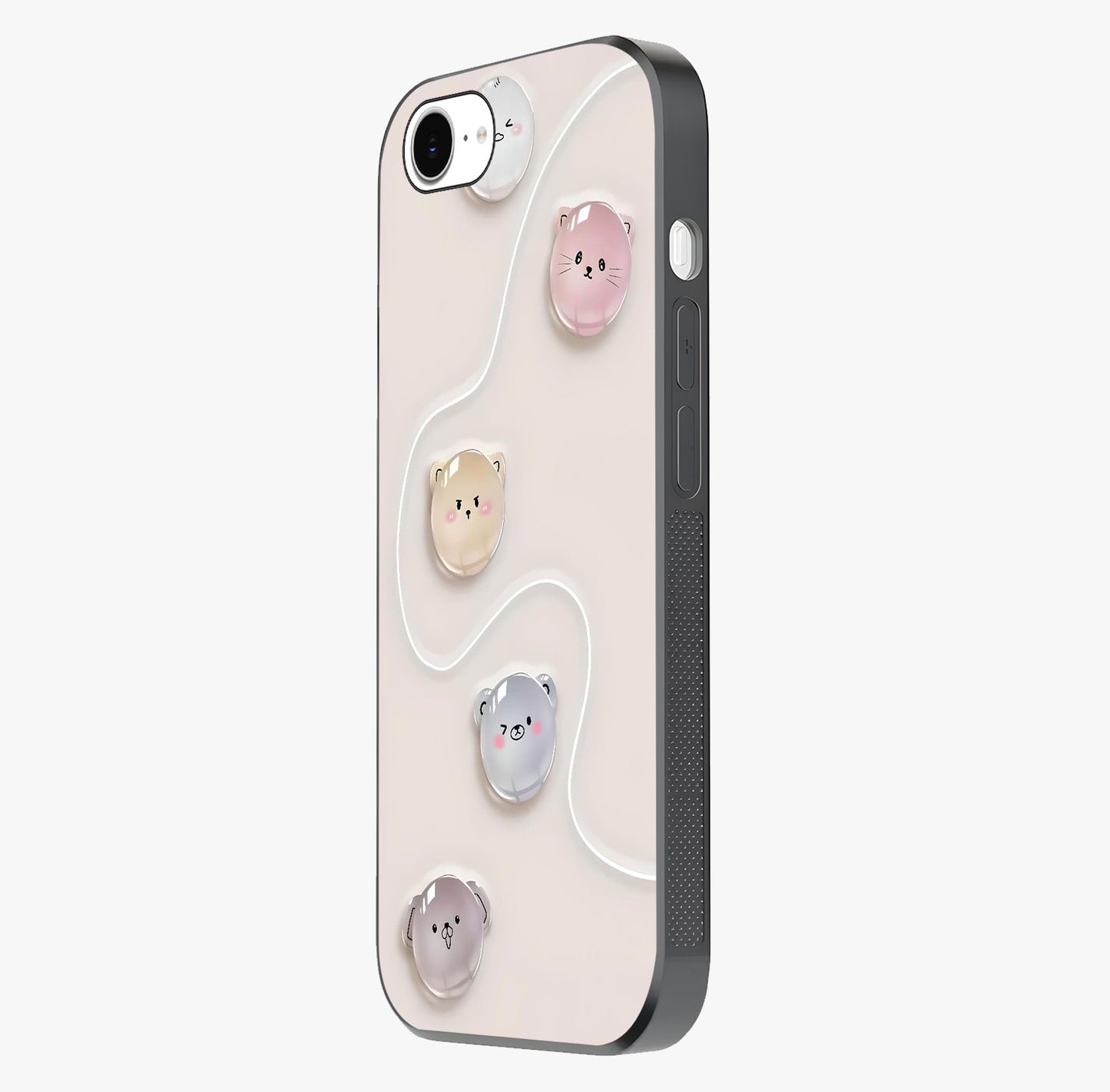 Puffy Face Parade Glass Case photographed in natural light showing reflective finish and design depth.