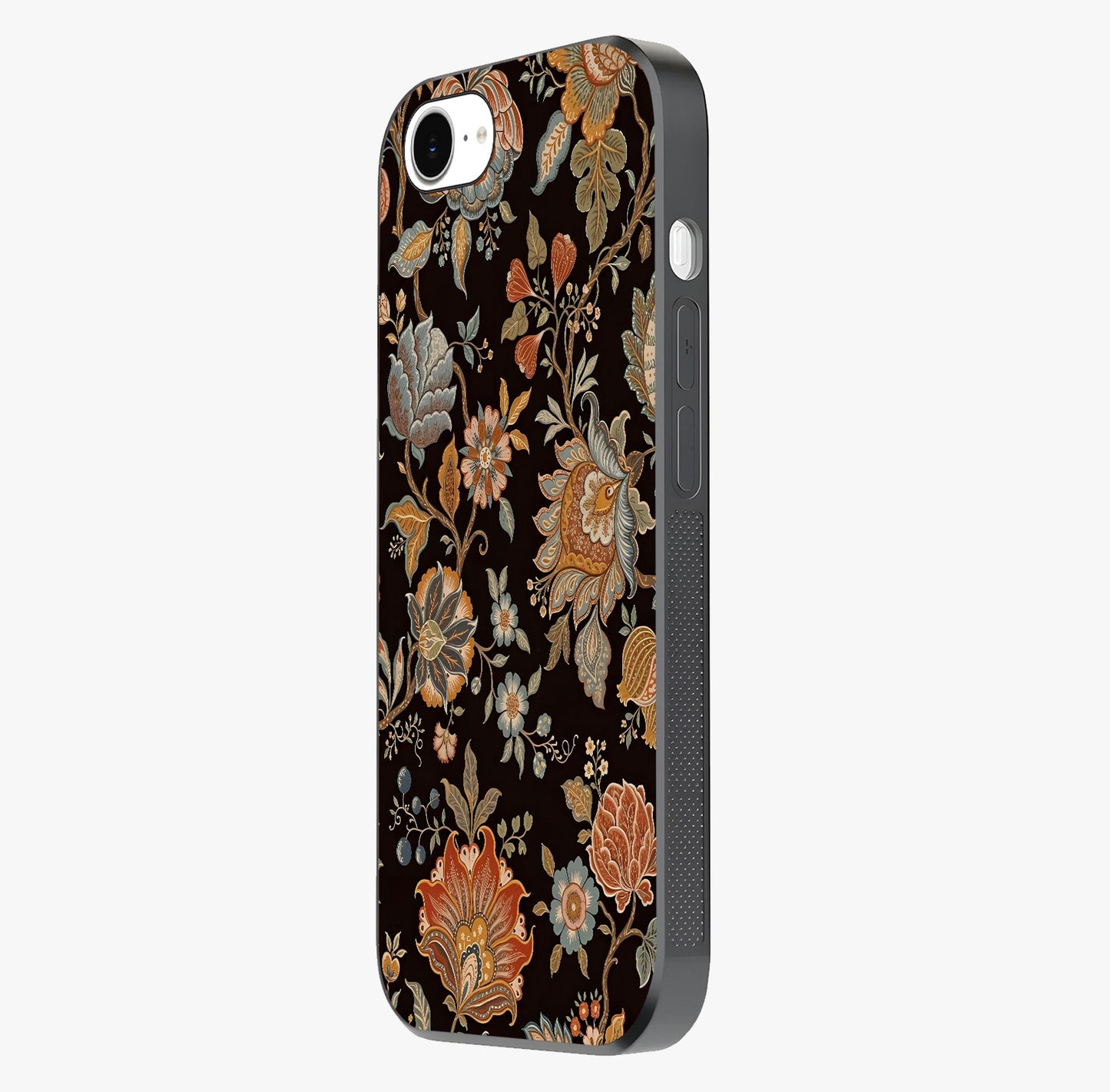 Vintage Floral Dream Glass Case photographed in natural light showing reflective finish and design depth.