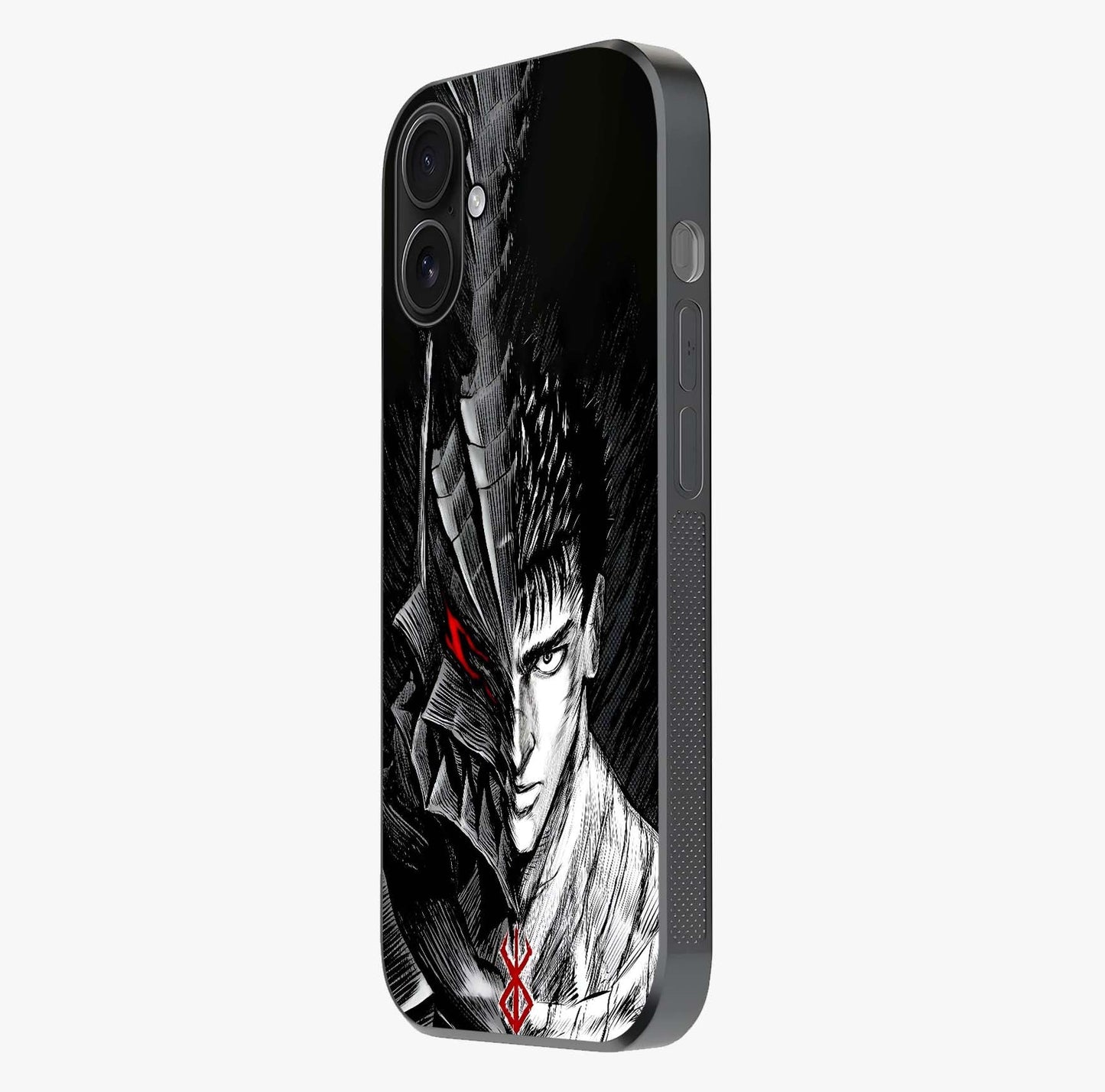 Berserker Blood Oath Glass Case photographed in natural light showing reflective finish and design depth.