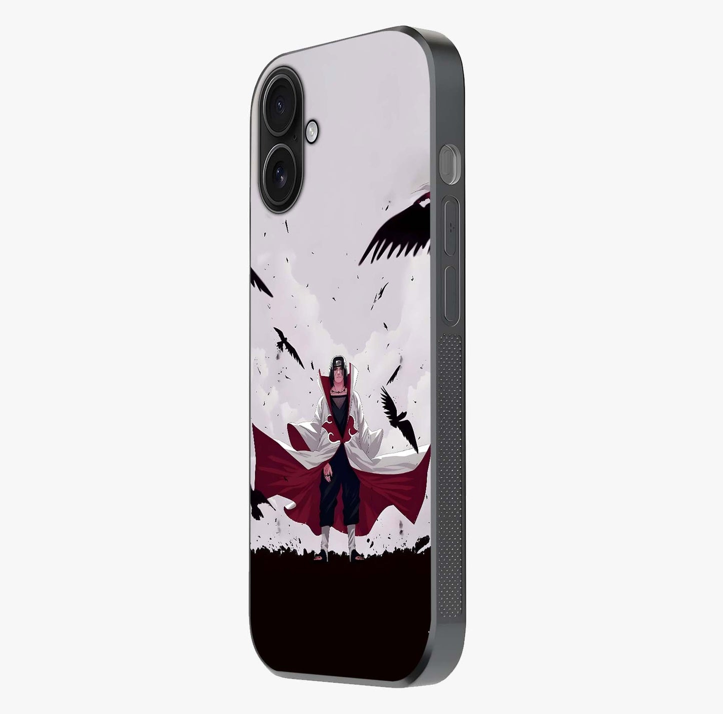 Crimson Crow Ascension Glass Case photographed in natural light showing reflective finish and design depth.