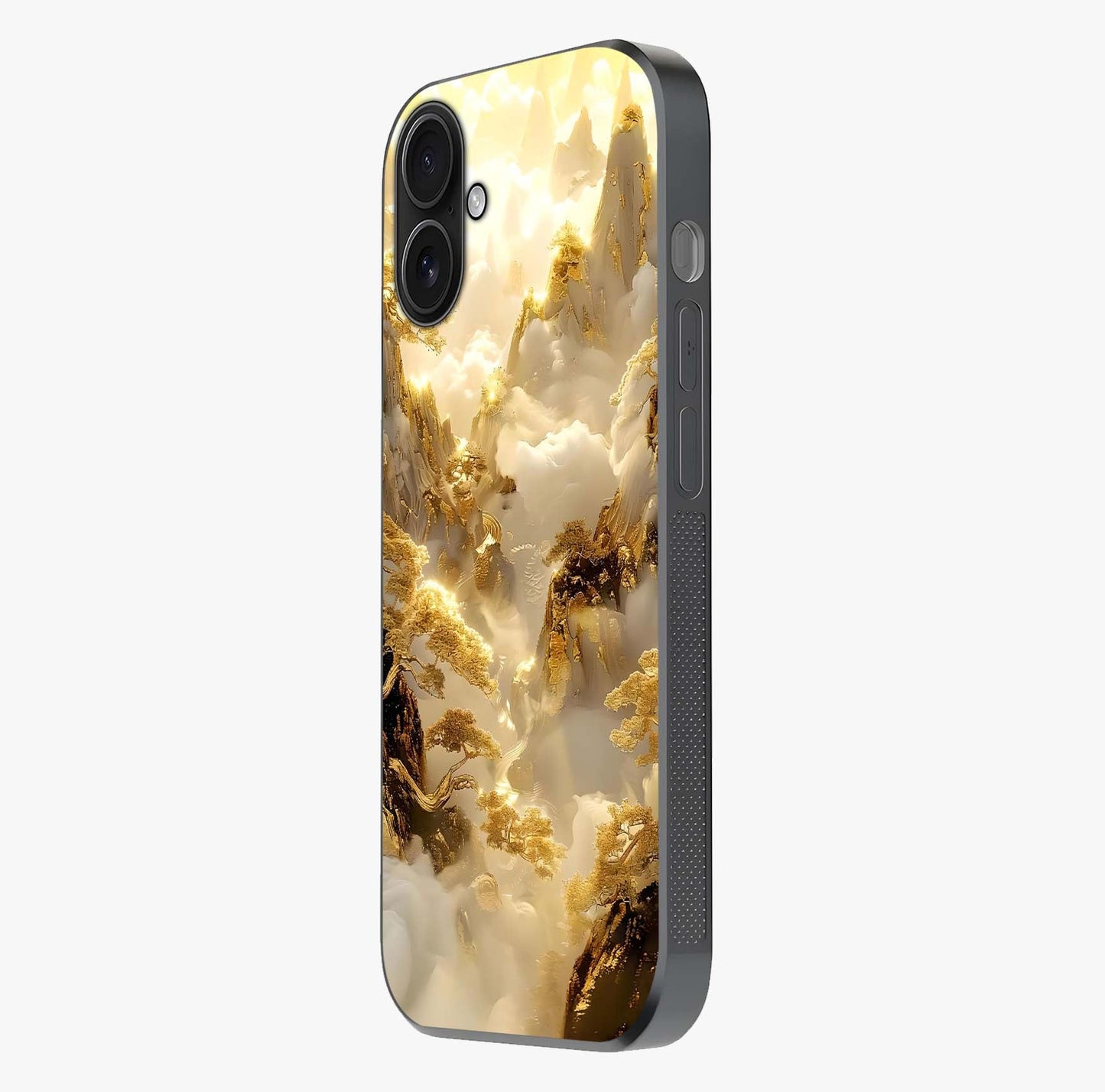 Gates Of Illumination Glass Case photographed in natural light showing reflective finish and design depth.