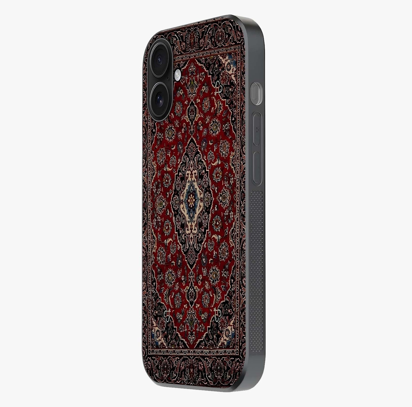 Heritage Carpet Royale Glass Case photographed in natural light showing reflective finish and design depth.