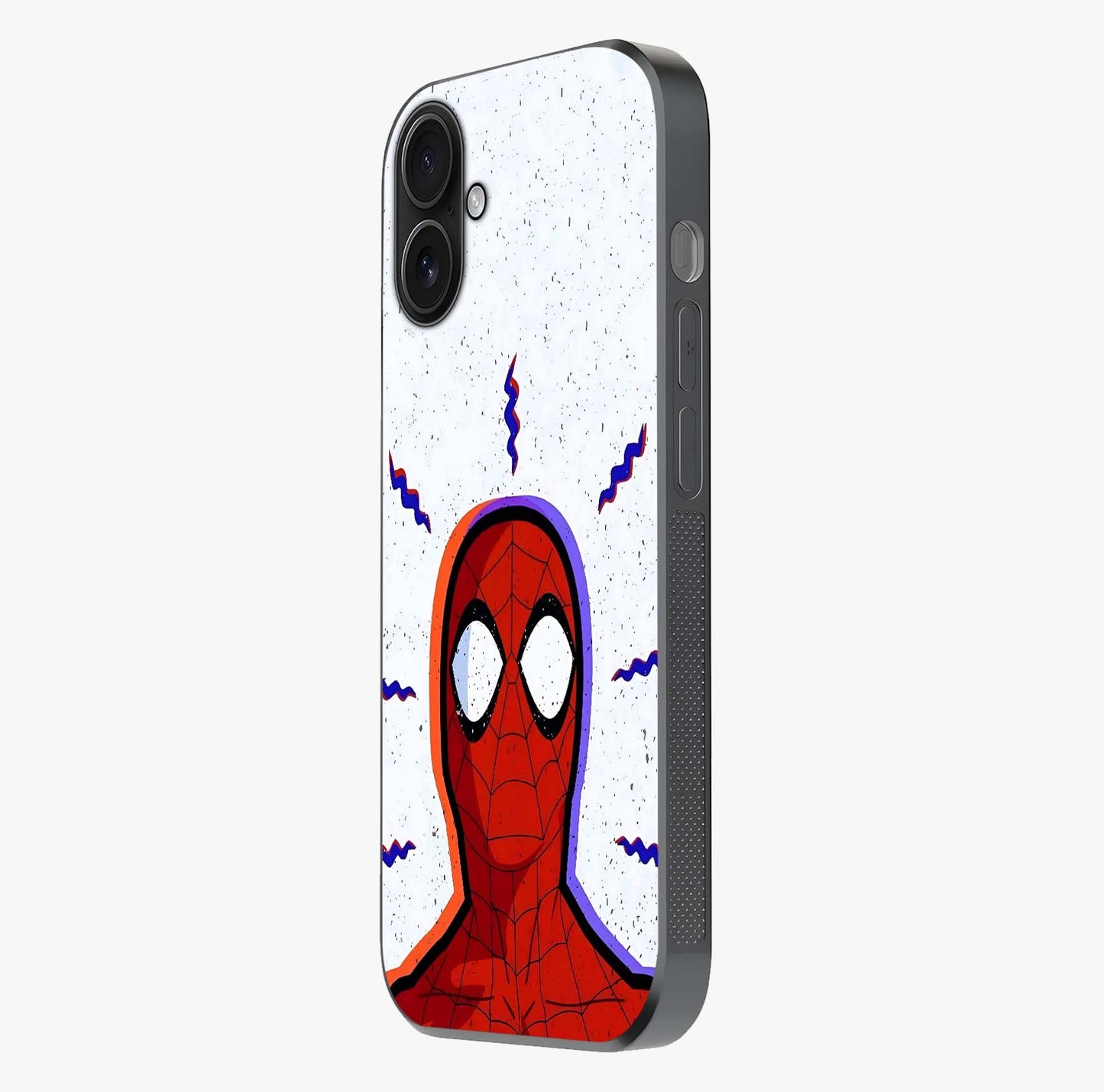 Omg Spiderman Glass Case photographed in natural light showing reflective finish and design depth.