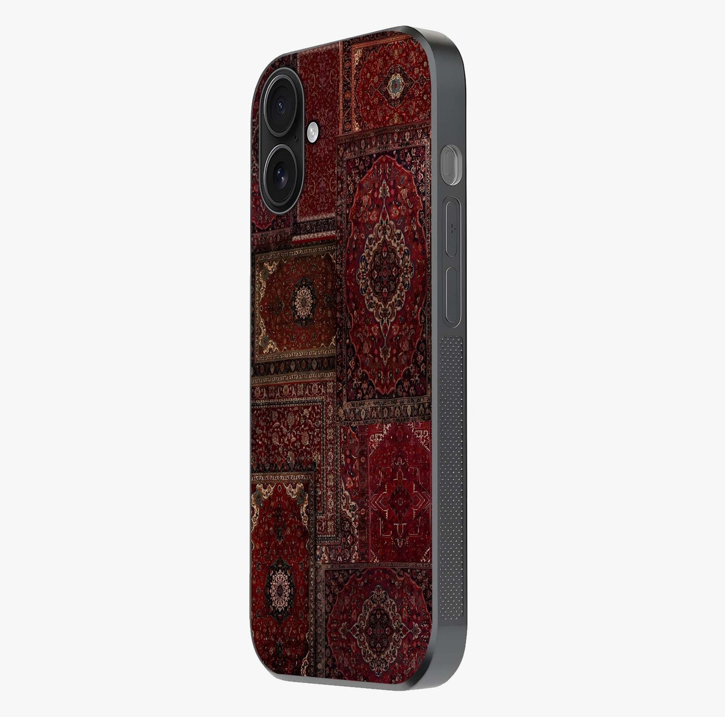 Persian Velvet Tale Glass Case photographed in natural light showing reflective finish and design depth.