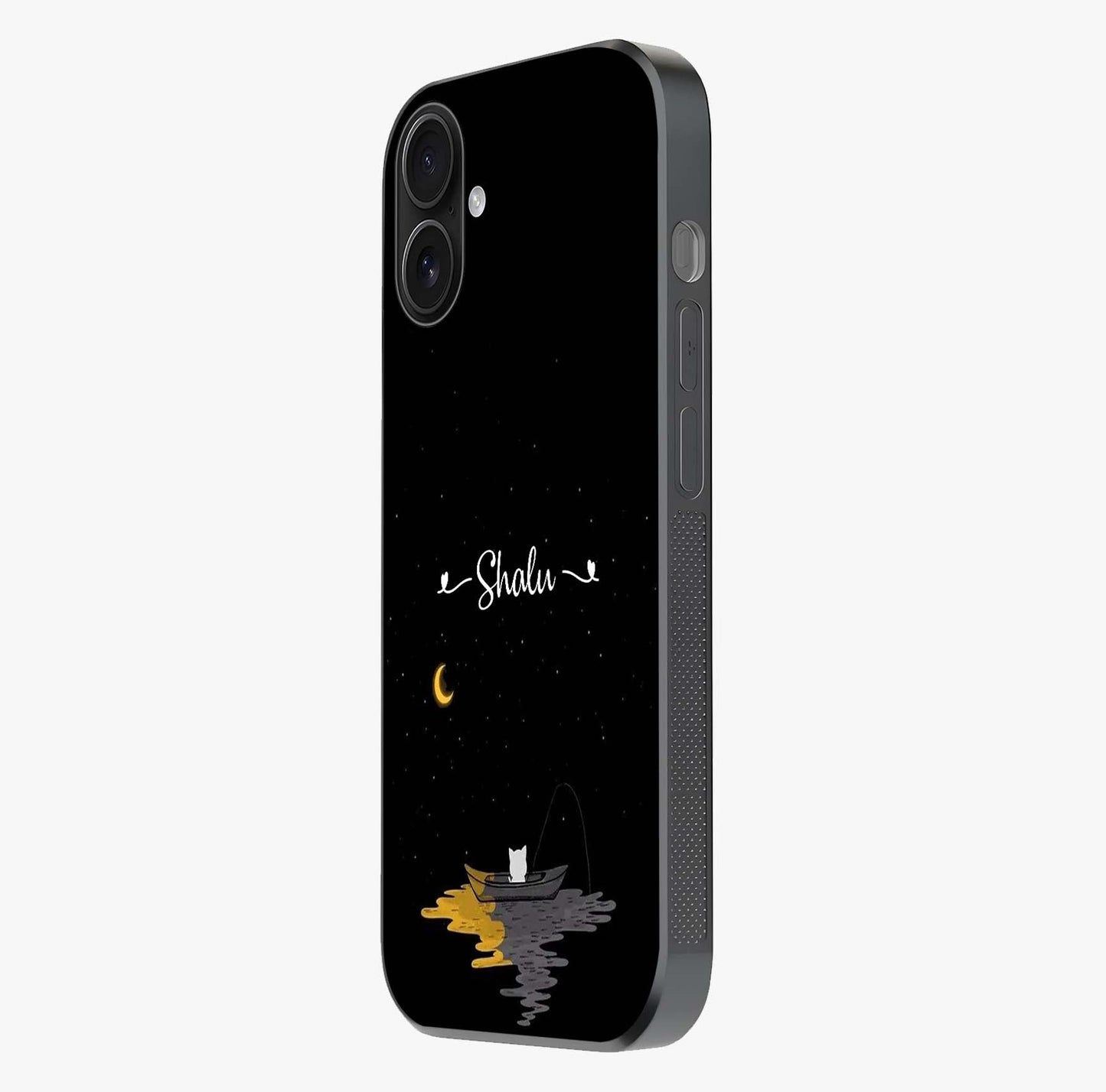 Silent Night Row Glass Case photographed in natural light showing reflective finish and design depth.
