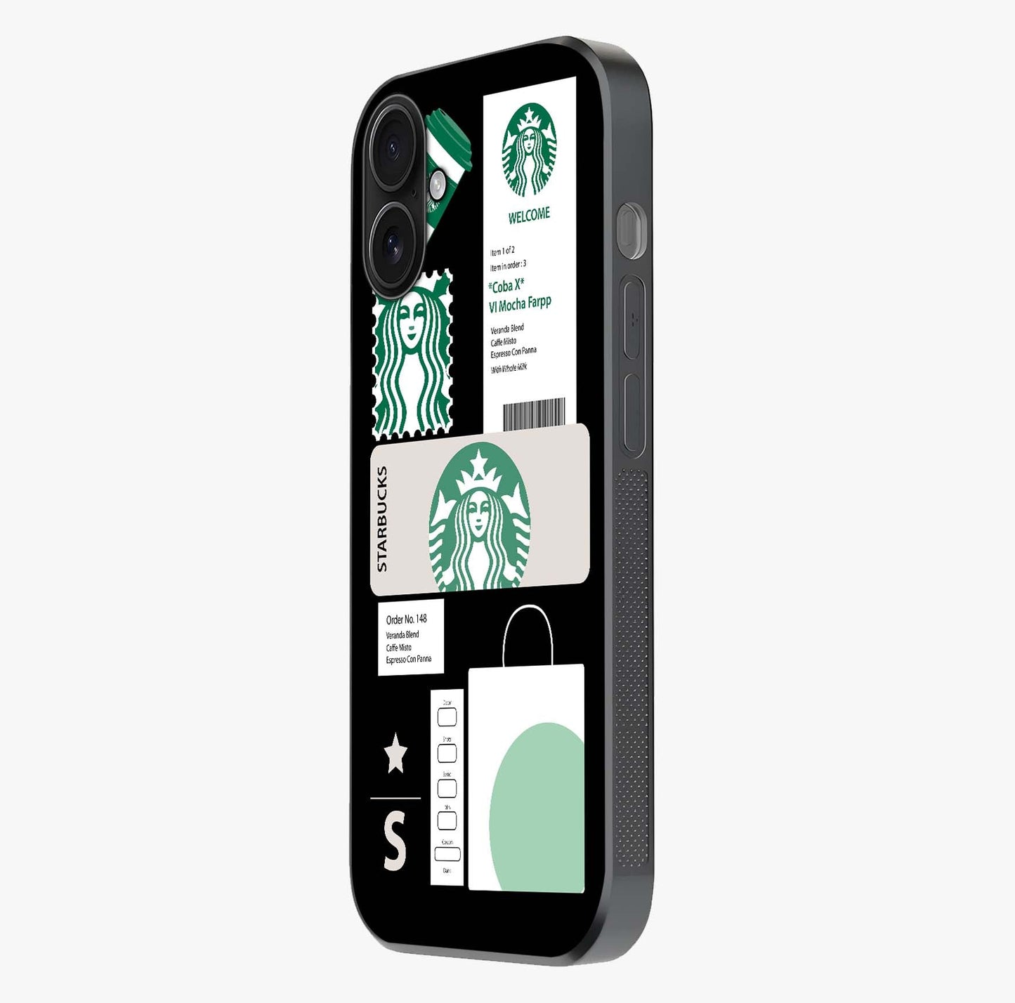 Starbucks Mocha Glass Case photographed in natural light showing reflective finish and design depth.
