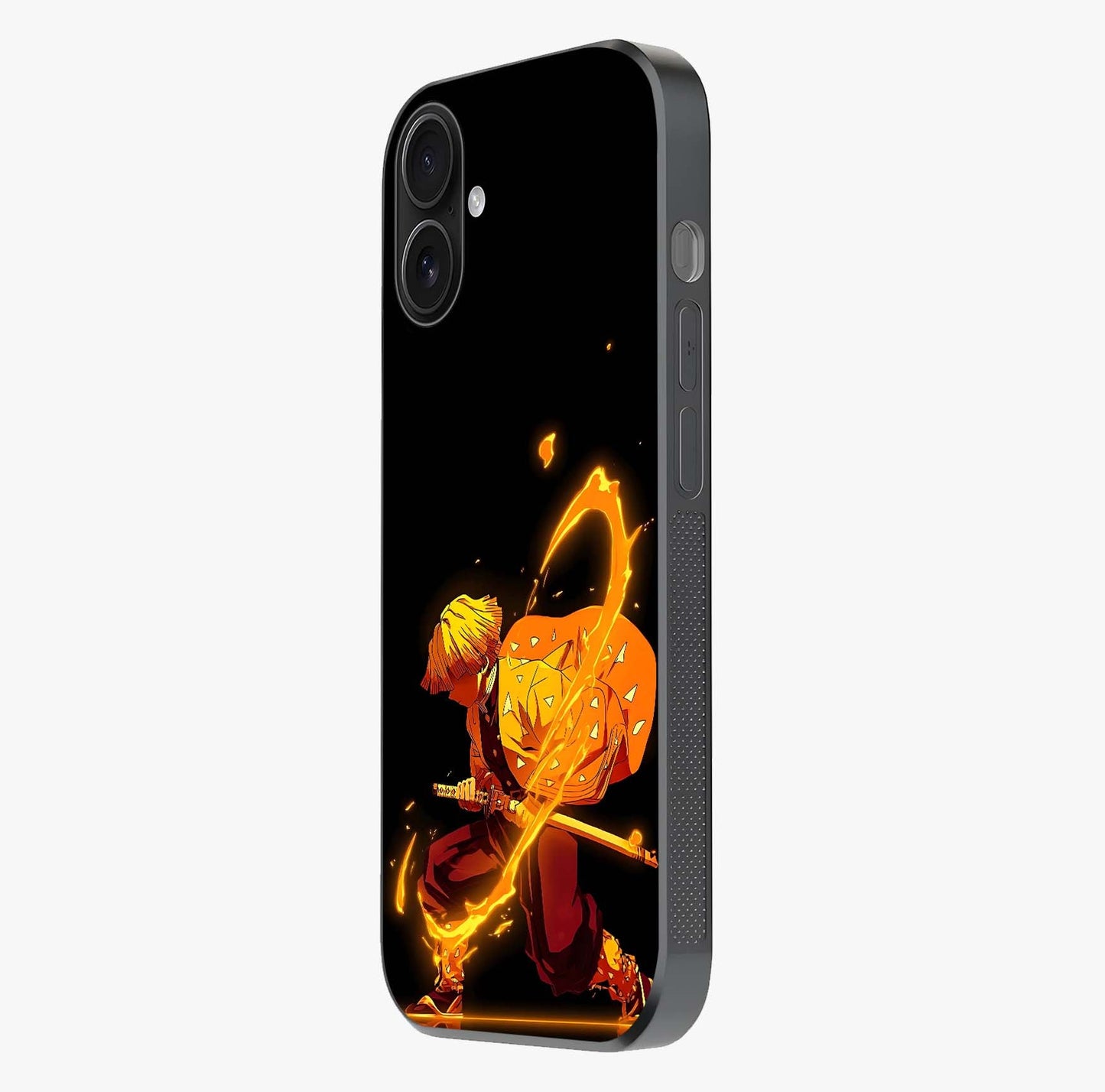Thunder Flame Execution Glass Case photographed in natural light showing reflective finish and design depth.