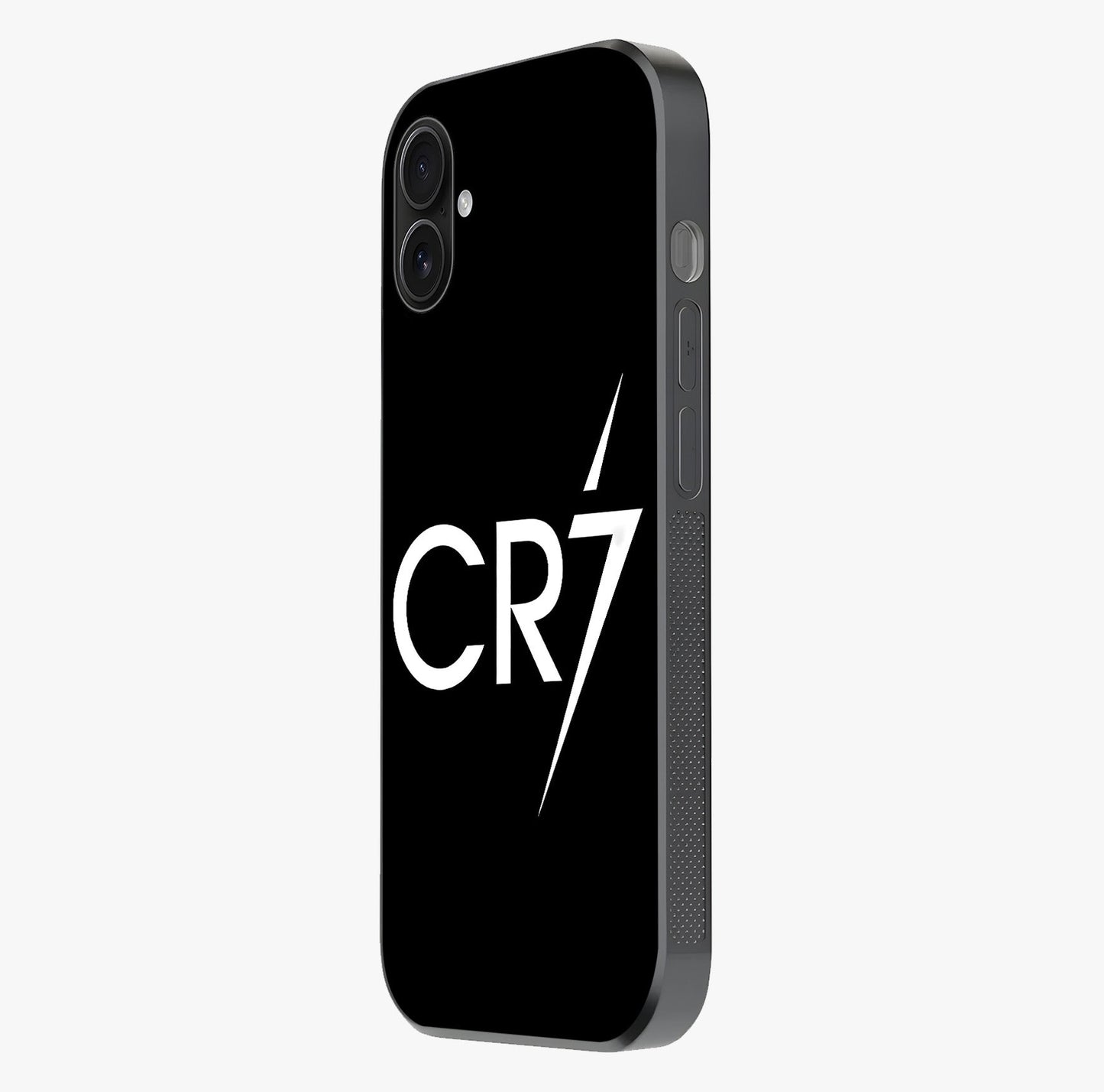 Cr7 Elite Strike Glass Case photographed in natural light showing reflective finish and design depth.