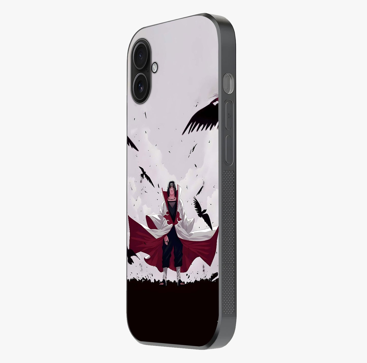 Crimson Crow Ascension Glass Case photographed in natural light showing reflective finish and design depth.