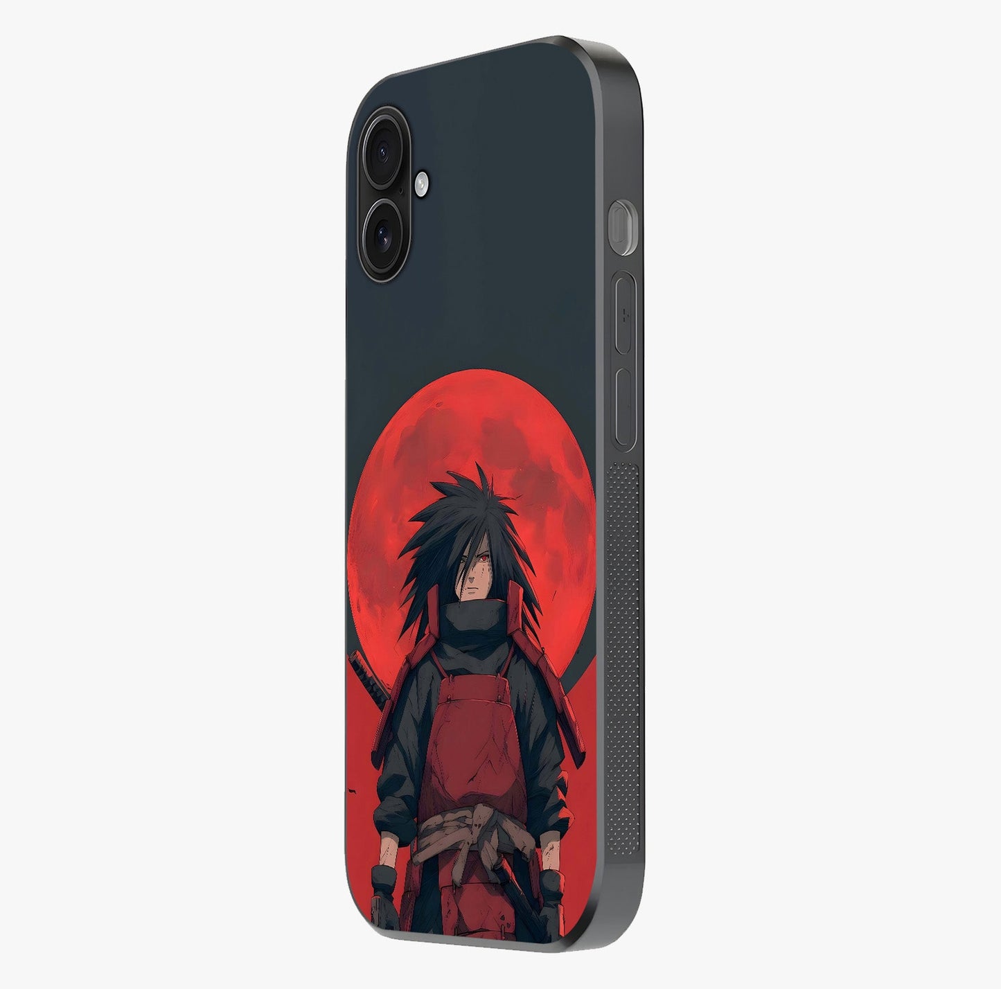 Crimson Moon Warlord Glass Case photographed in natural light showing reflective finish and design depth.