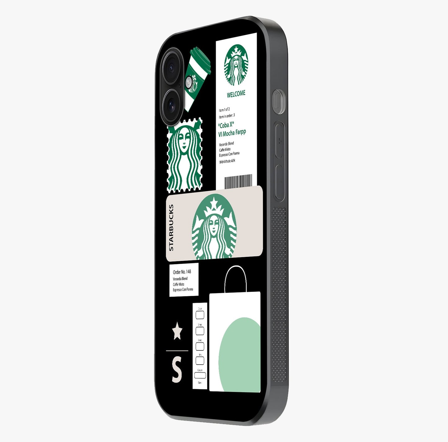 Starbucks Mocha Glass Case photographed in natural light showing reflective finish and design depth.