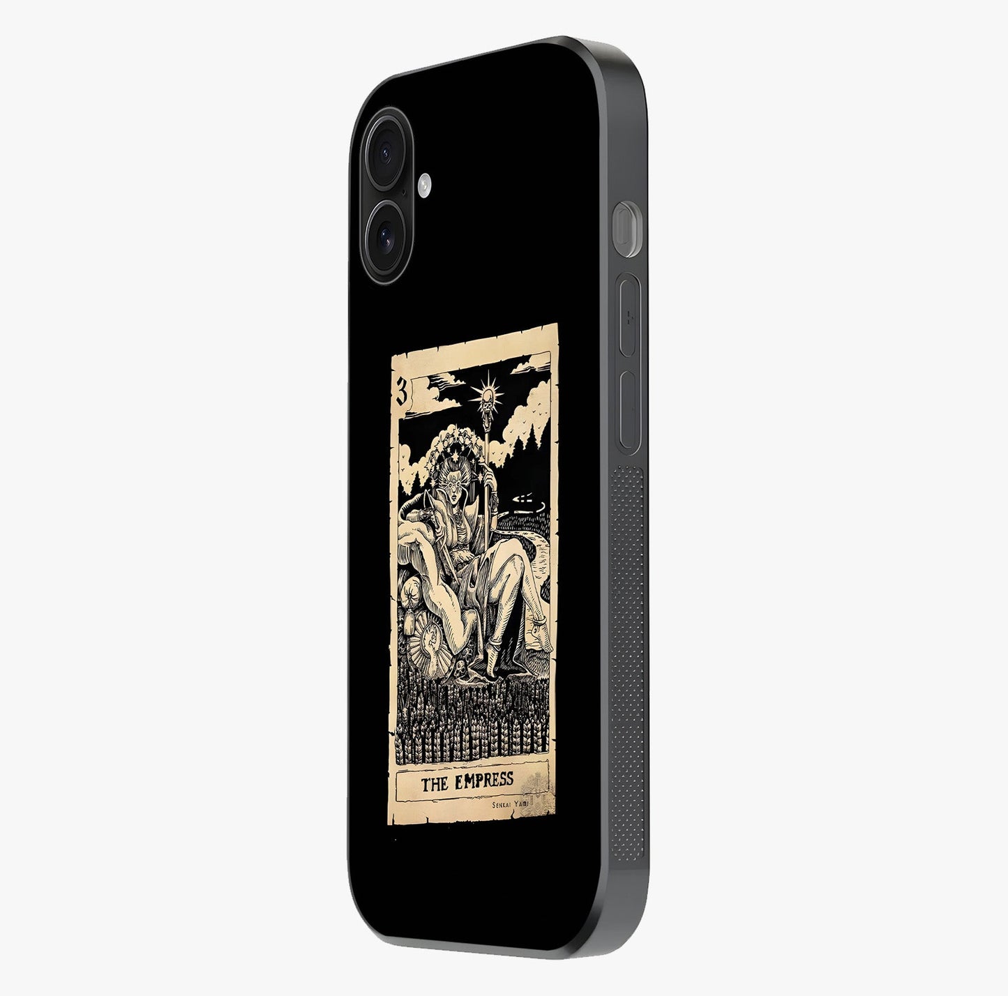 The Empress Glass Case photographed in natural light showing reflective finish and design depth.
