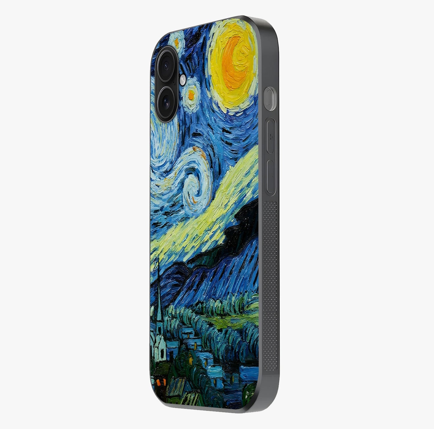 Van Gogh Art Glass Case photographed in natural light showing reflective finish and design depth.