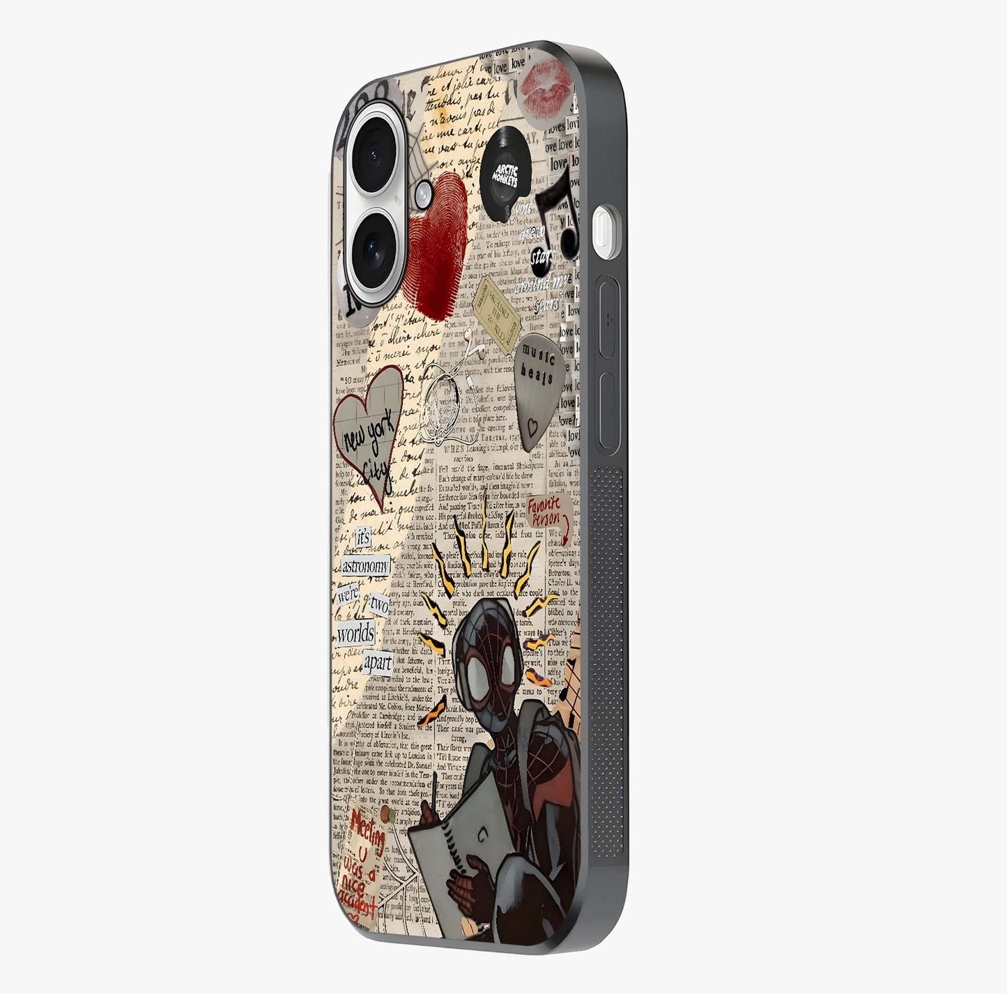 City Dream Sketch Glass Case photographed in natural light showing reflective finish and design depth.