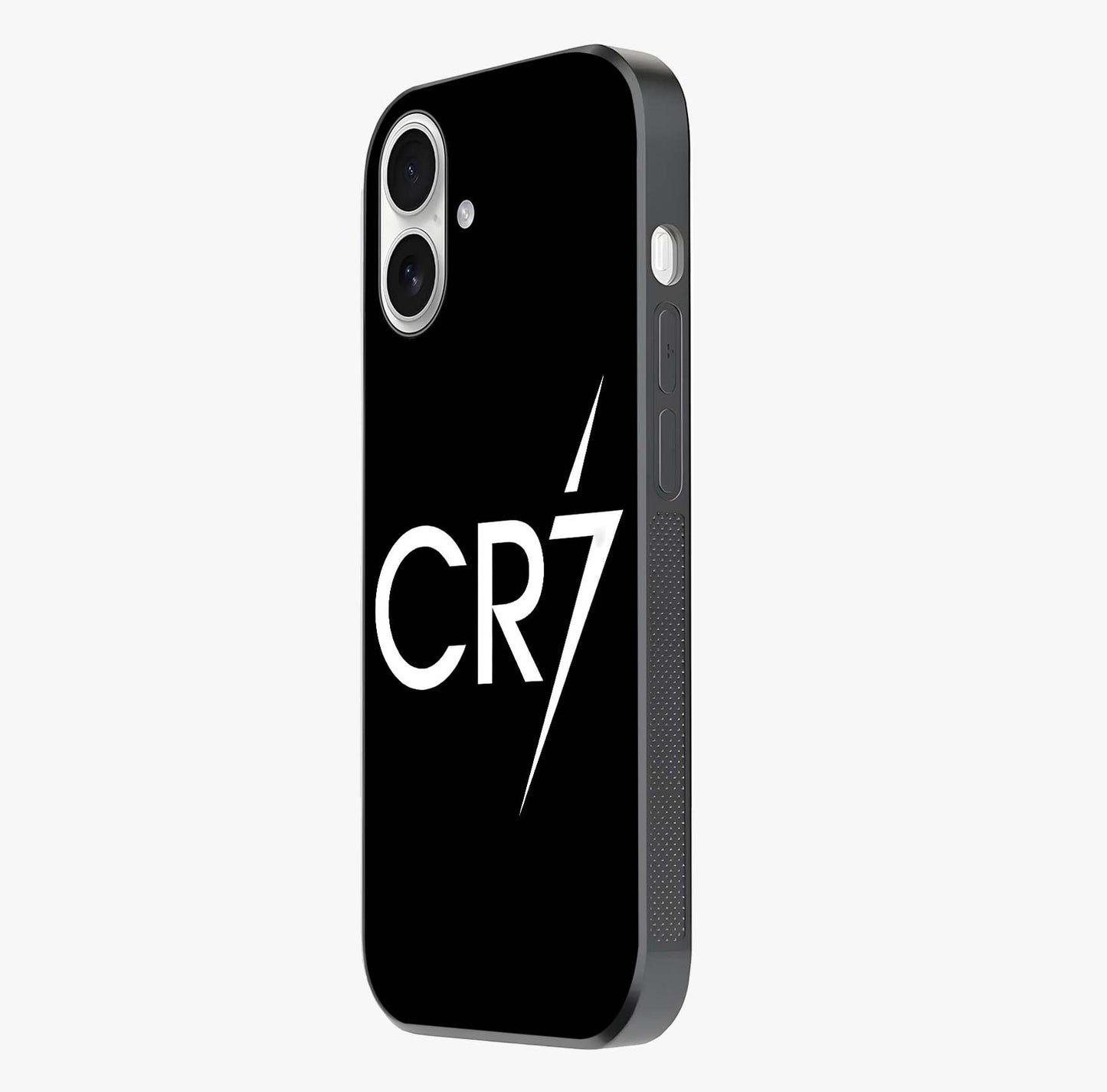 Cr7 Elite Strike Glass Case photographed in natural light showing reflective finish and design depth.