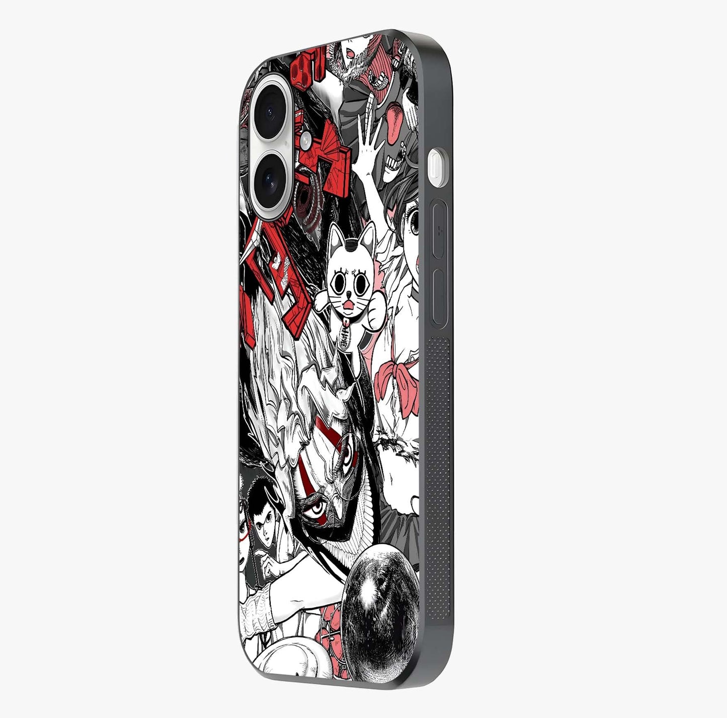 Crimson Chaos Panel Glass Case photographed in natural light showing reflective finish and design depth.