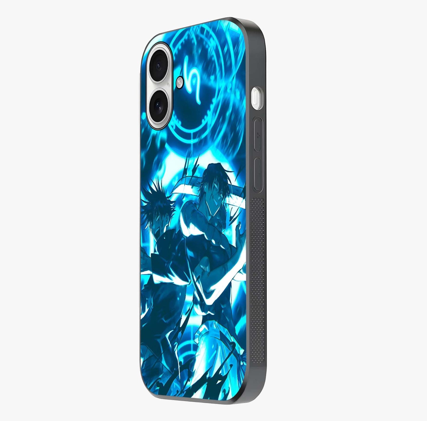 Cursed Energy Clash Glass Case photographed in natural light showing reflective finish and design depth.