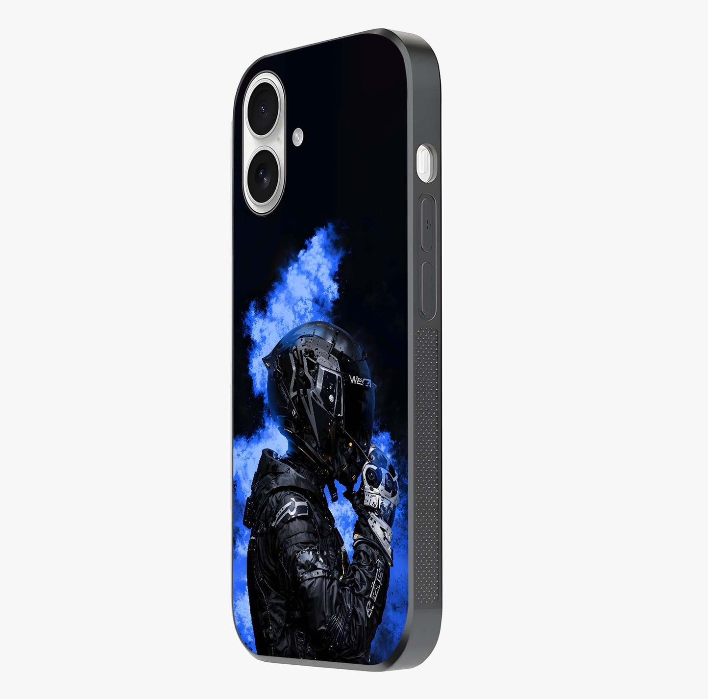 Cyber Sentinel Protocol Glass Case photographed in natural light showing reflective finish and design depth.