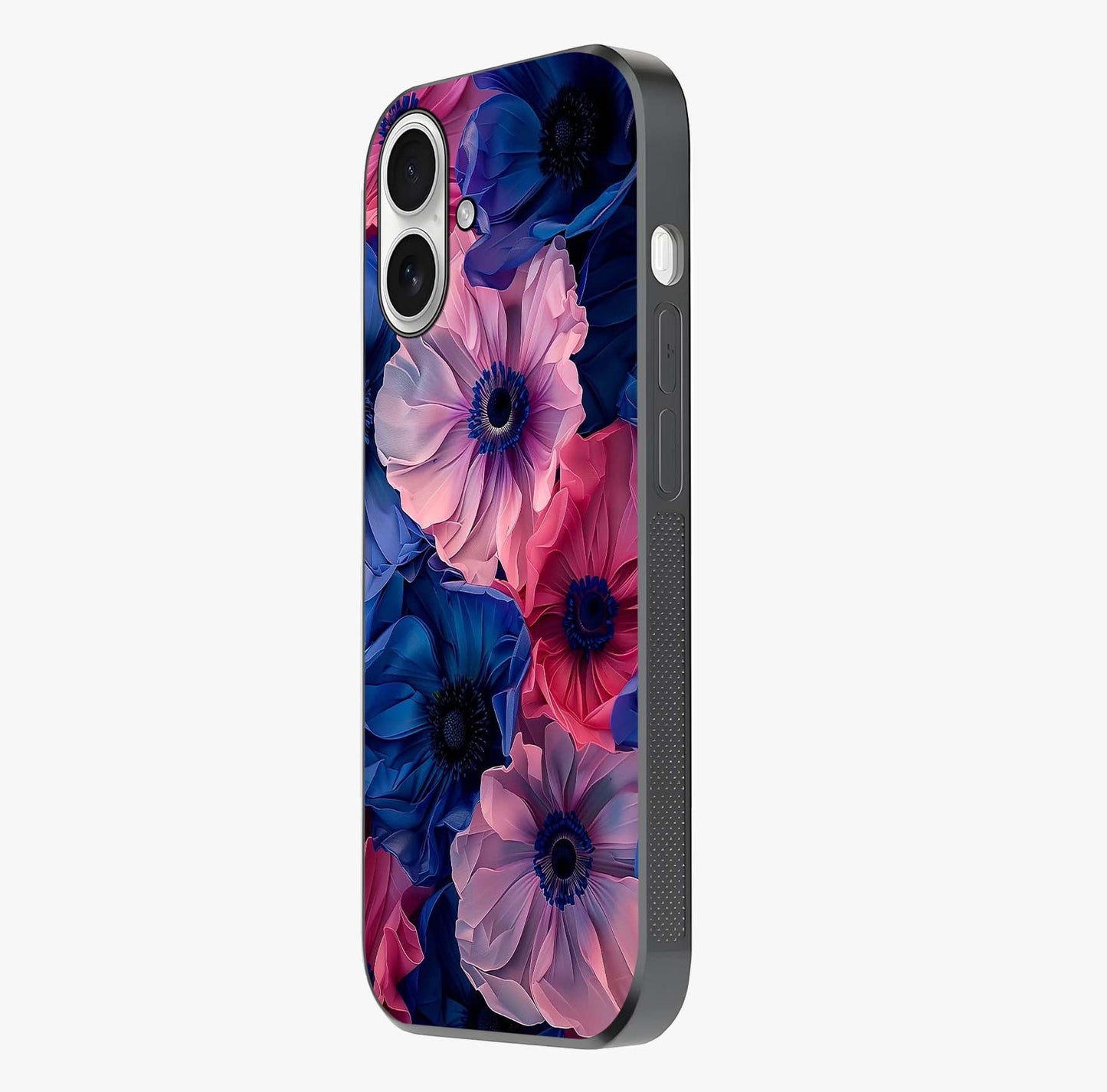 Flower Paper Art Pattern Glass Case photographed in natural light showing reflective finish and design depth.
