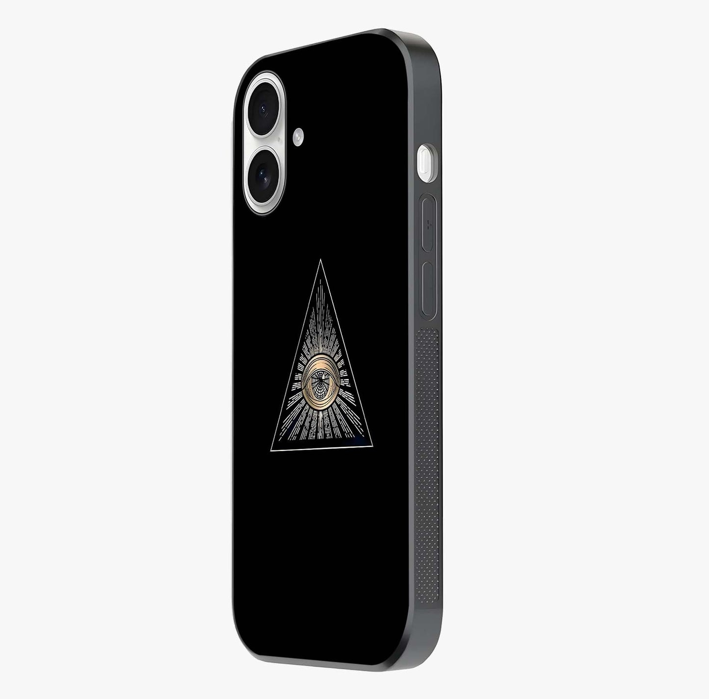 Illuminati Evil Glass Case photographed in natural light showing reflective finish and design depth.
